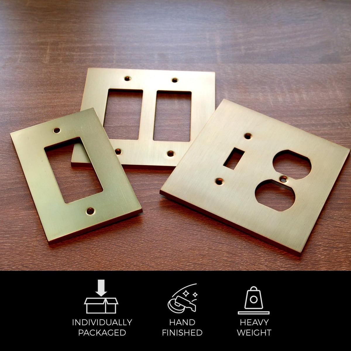 Rio Salto Toggle Switch Plate Flip Switch 1 Gang Brushed Brass Gold Metal — Outlet Covers Light Switch Cover Wall