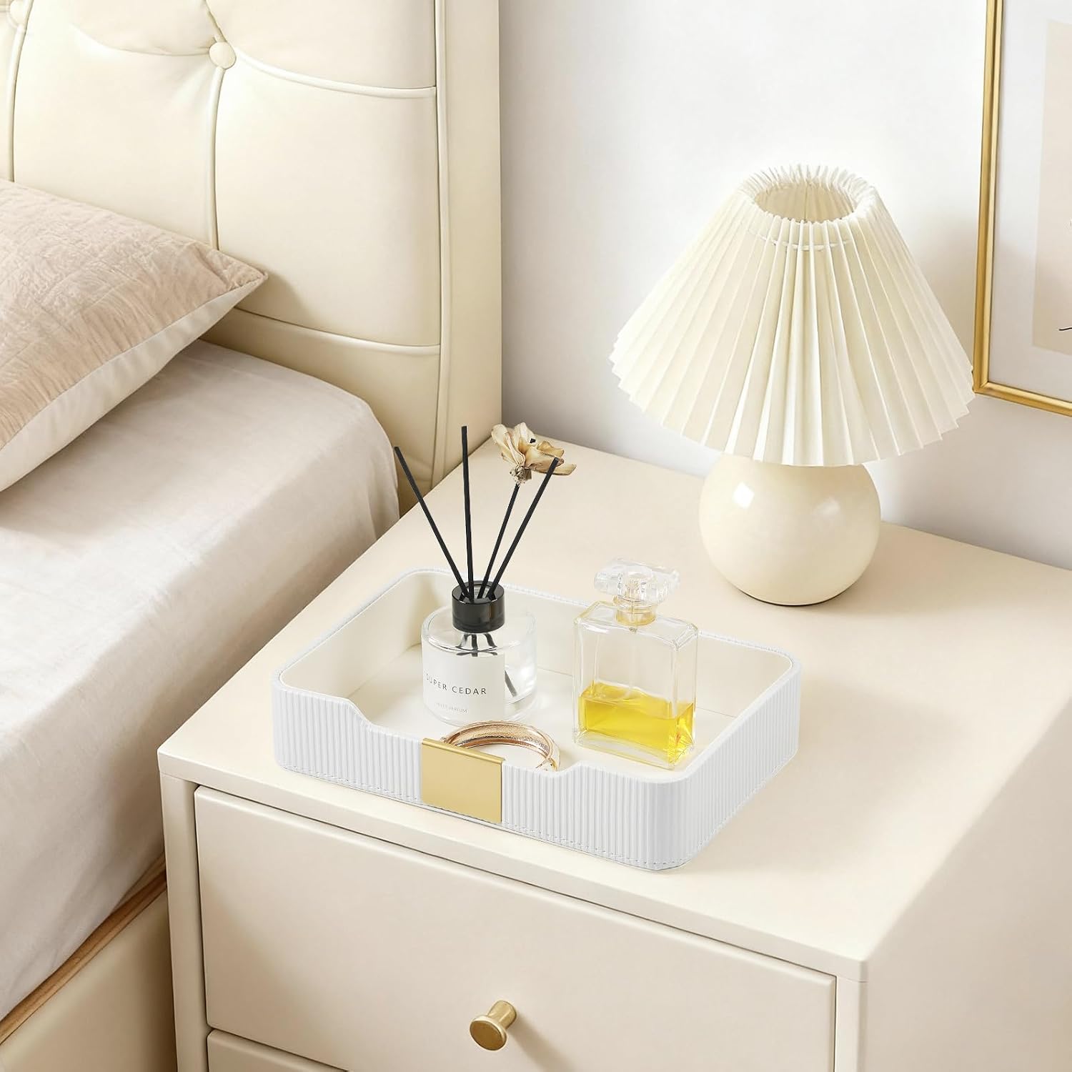 Valet Tray Desktop Storage Organizer / White