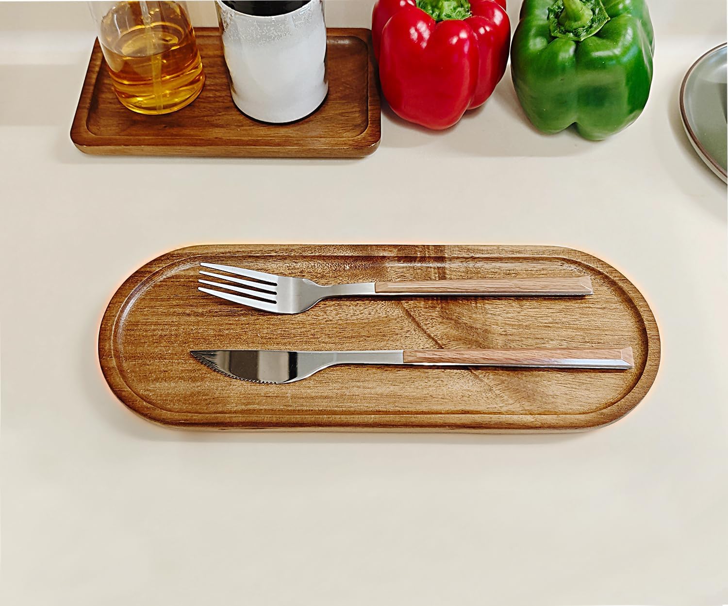Small Wooden Oval Tray / Oval x 1 / 11.3 x 4.1 x 0.6
