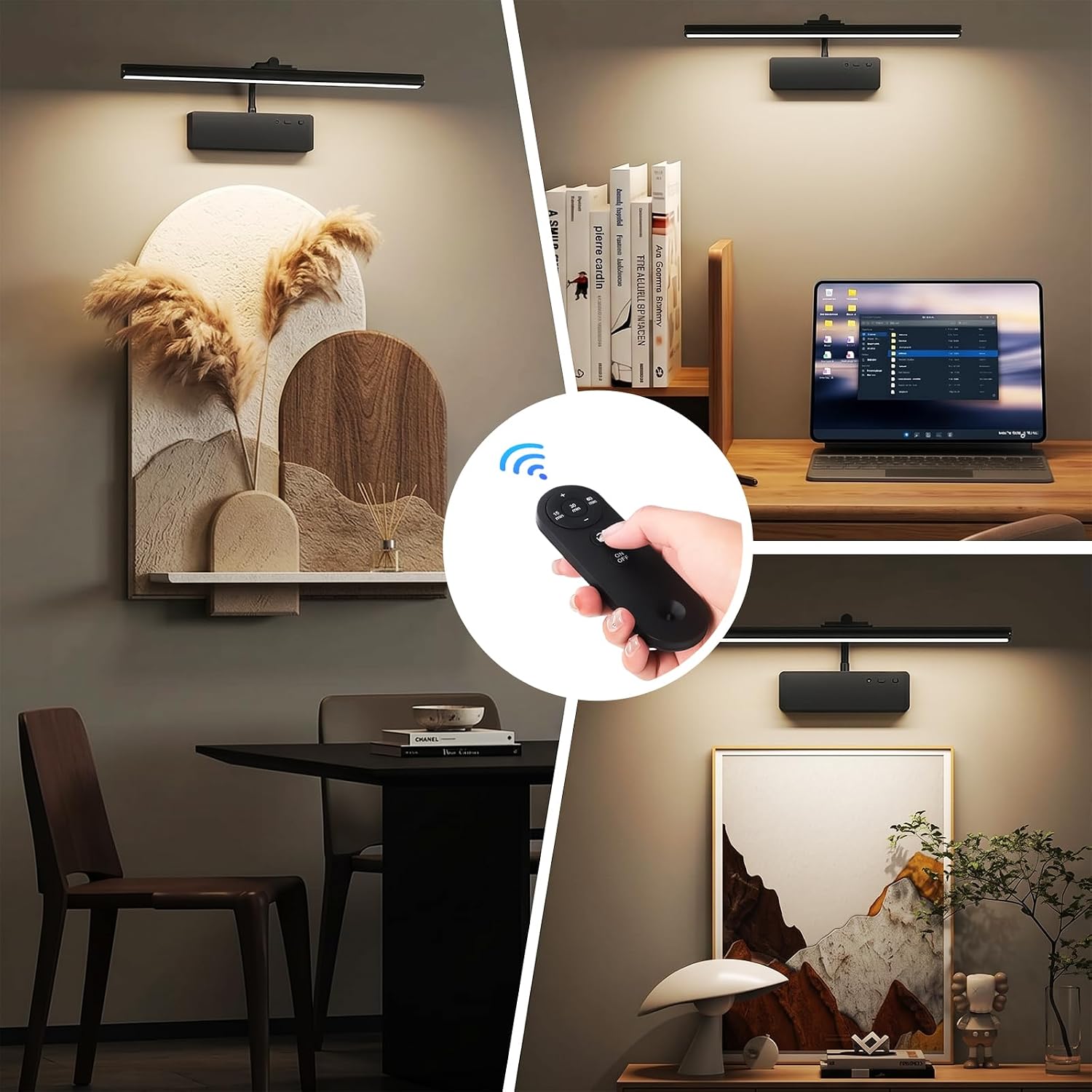 Picture Light, 15.35inch Wireless Picture Lights for Wall Rechargeable, 5400mAh Battery Wall Light with Remote, 3 Color