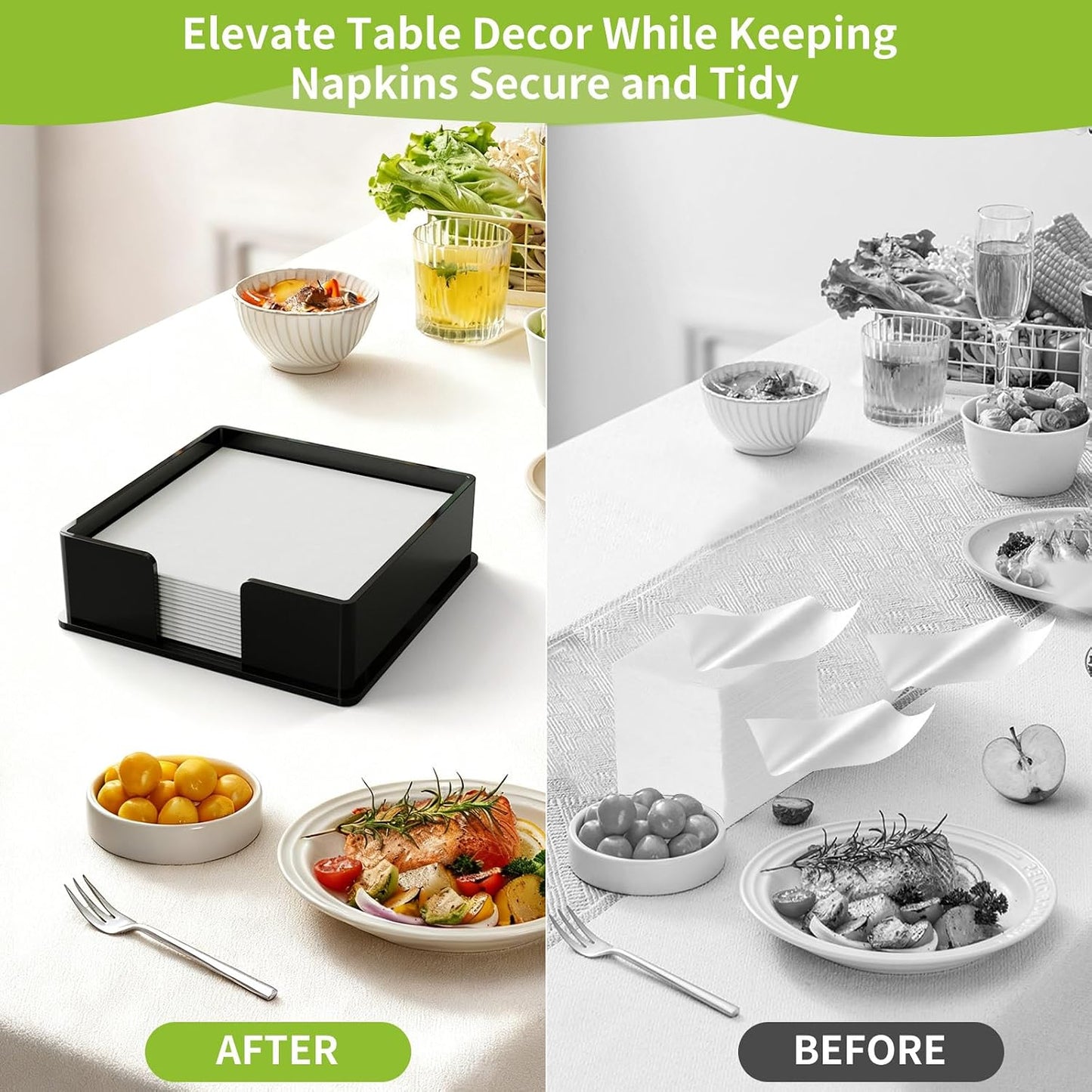 Acrylic Guest Towel Napkin Holder / Black / 7*7*2.4 Inch
