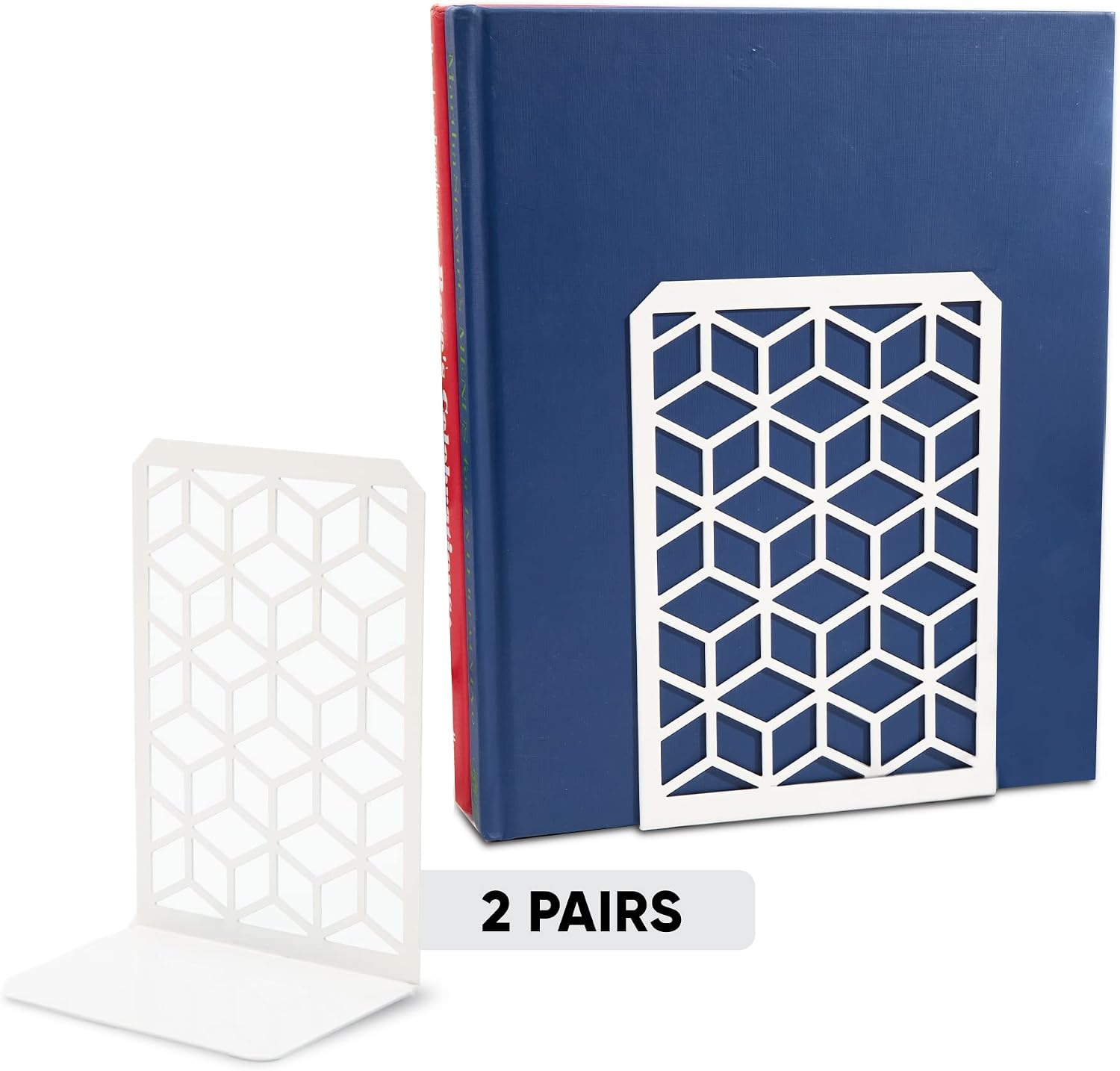 Sturdy Boho Book Stops / White / 2 Pairs
