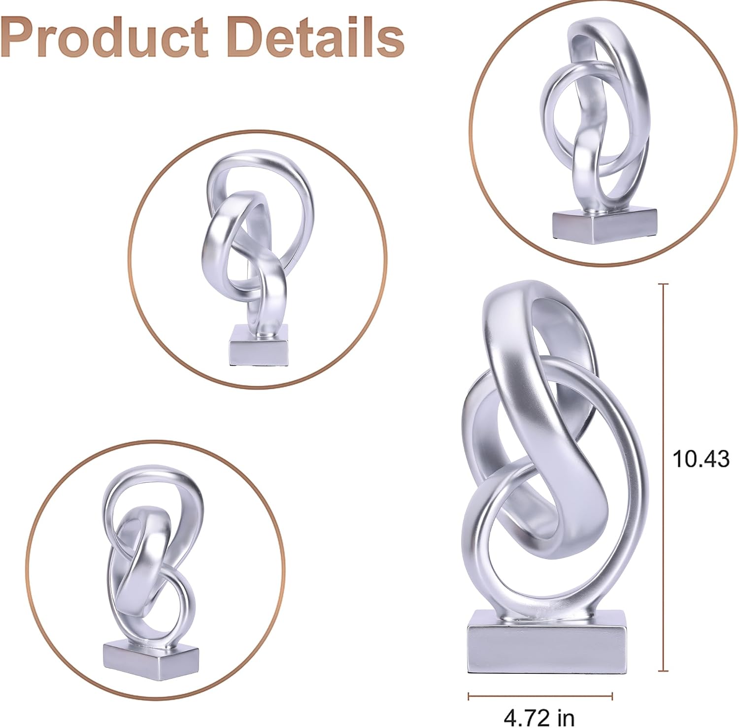 Modern Abstract Knot Sculpture / Silver