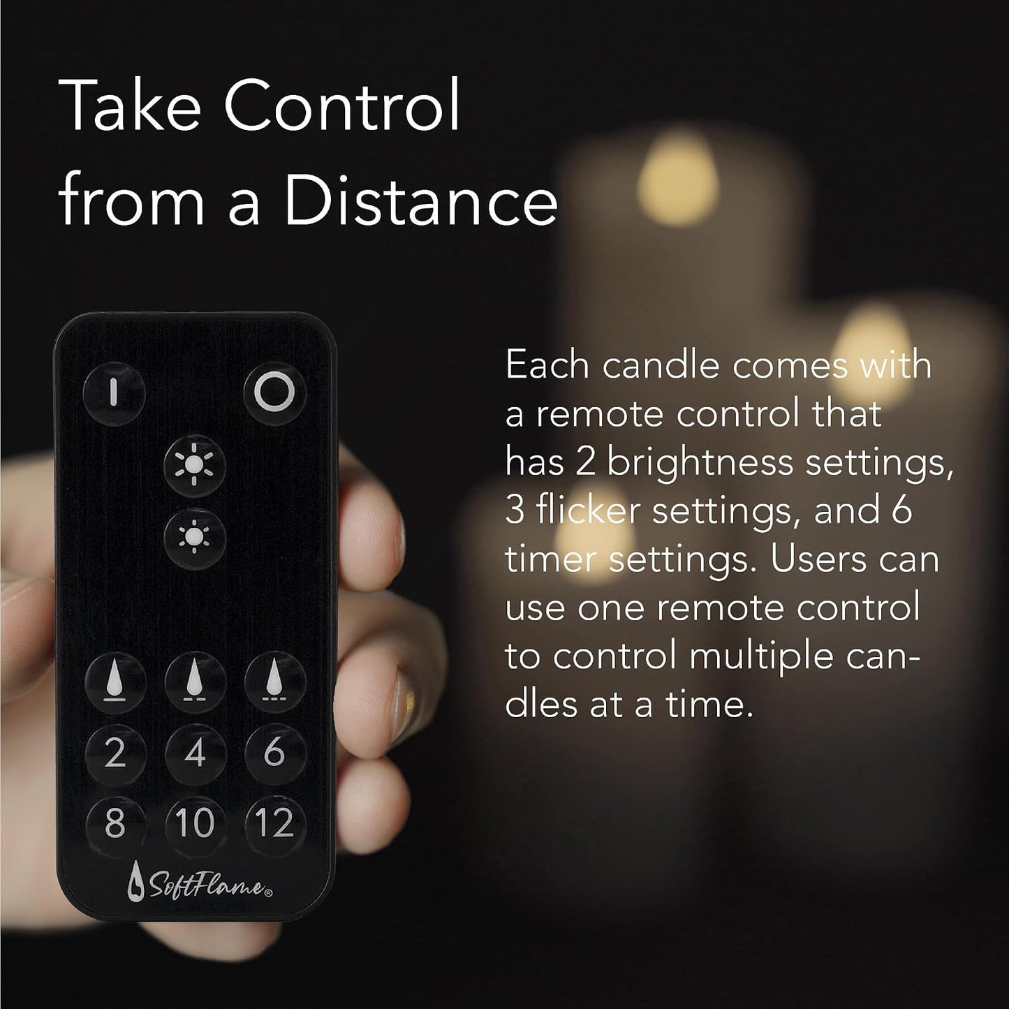 Flameless LED Candles with Remote Control, 3"x 7.1"Flickering 3D Moving Flame Battery Operated Candles in Real Wax
