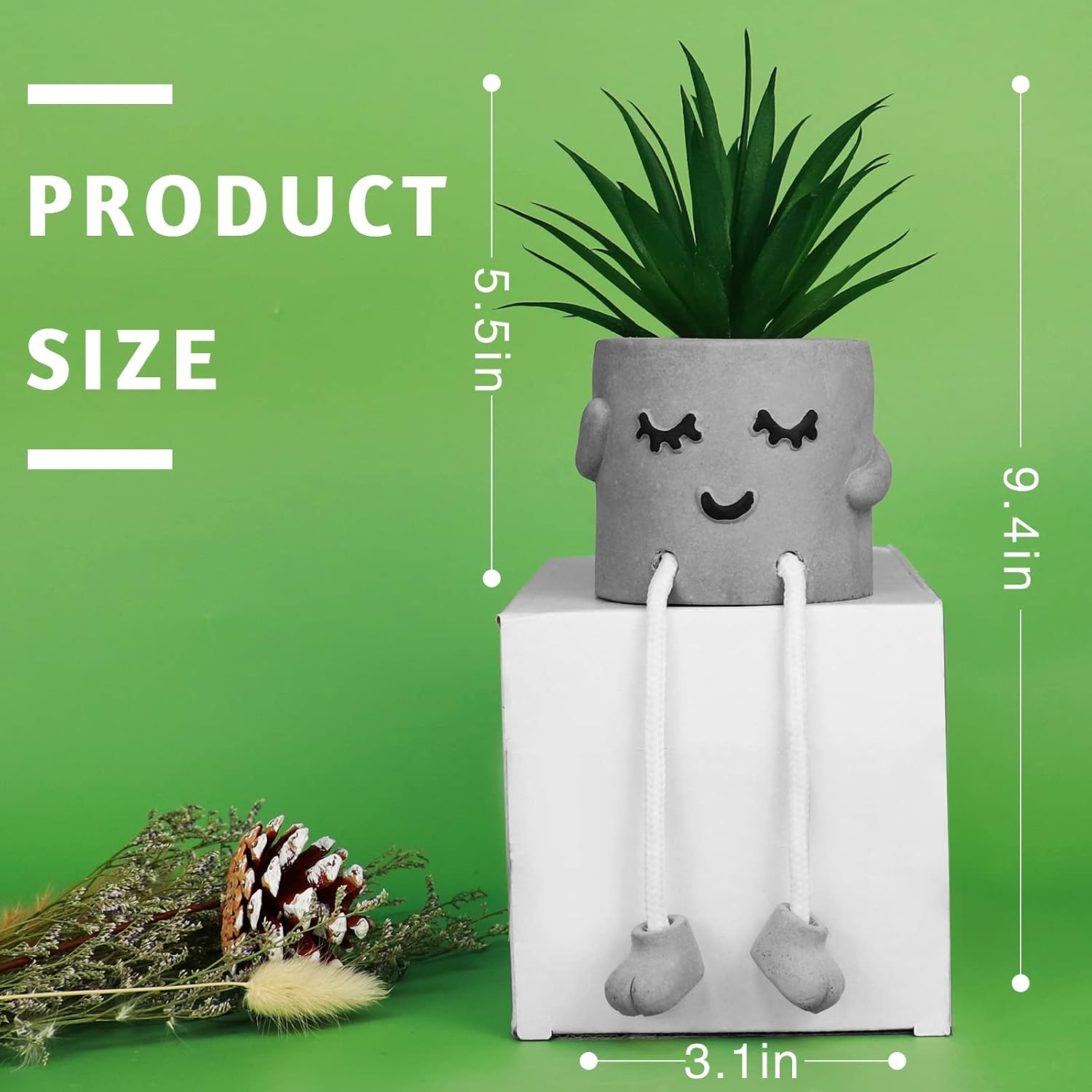 Small Artificial Plants in Cement Pots / Set/shy