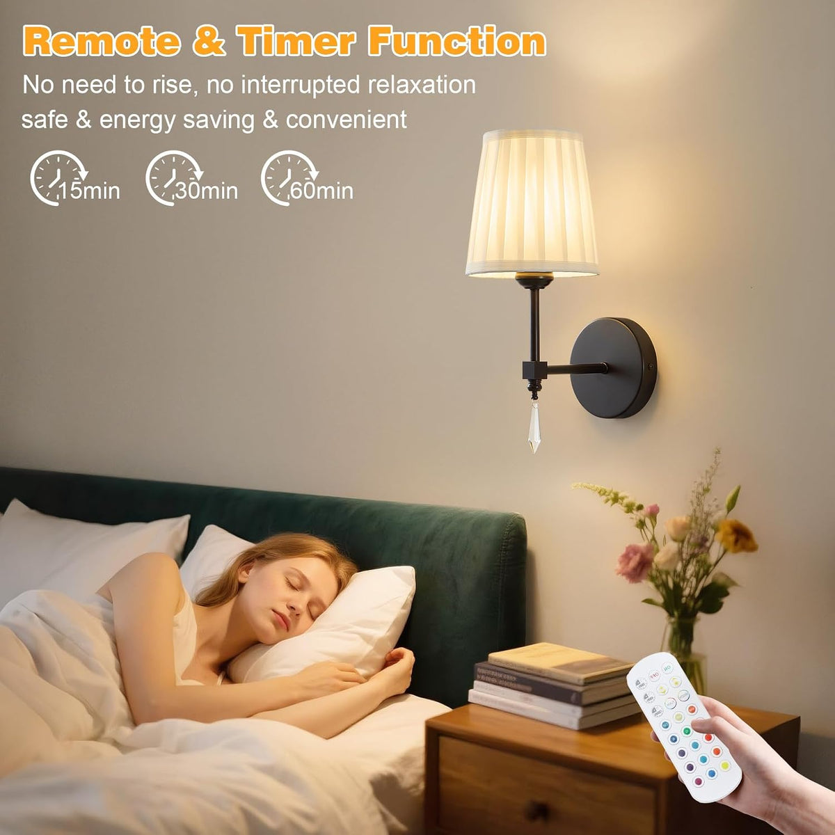 Black Battery Operated Wall Sconce,10000 Mah Rechargeable Wall Sconces set of 2 With Remote,3CCT and 12 RGB Sconces