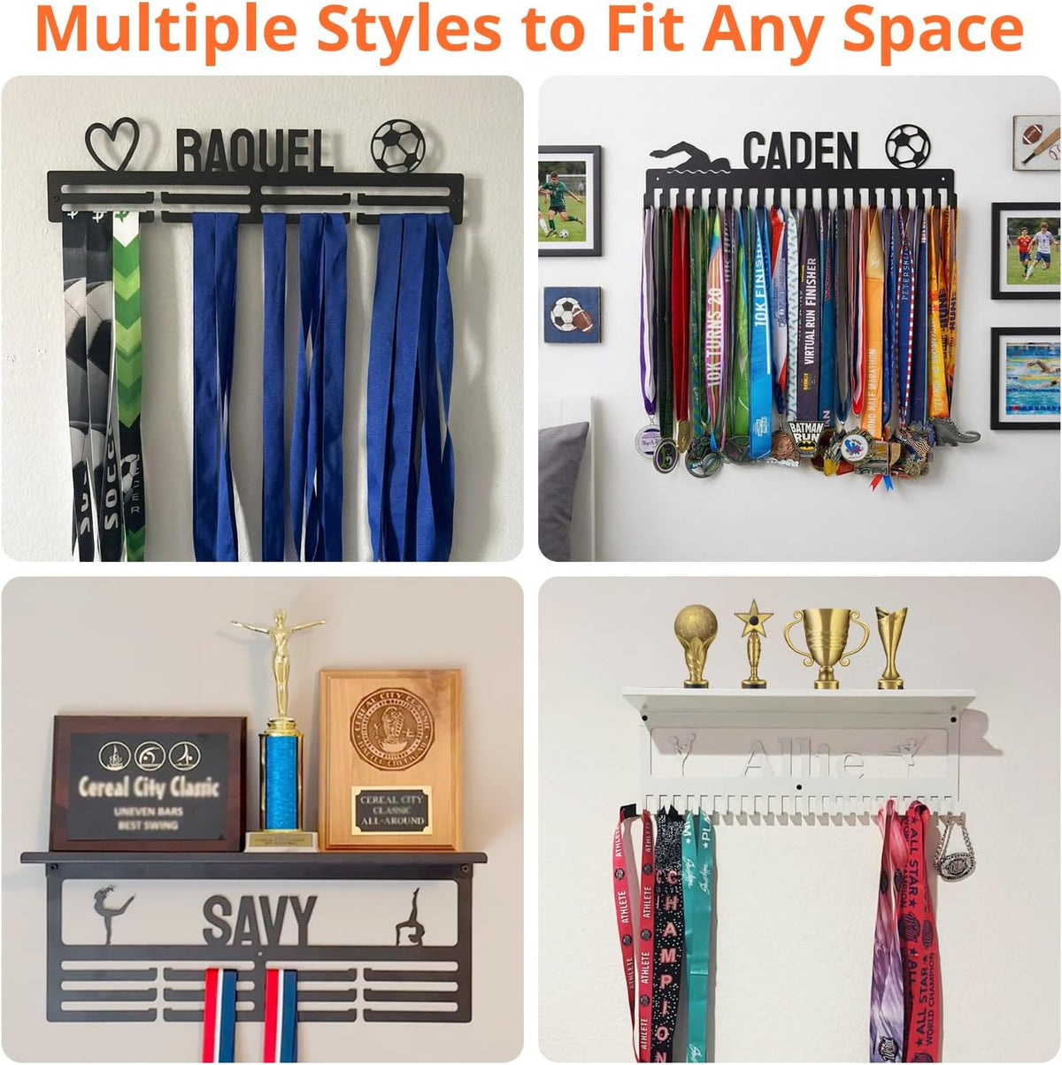 Personalized Medal Hanger Display, Holds 60+ Medals | Medal Holder for Awards & Trophies, Easy Wall Mount with Hardware