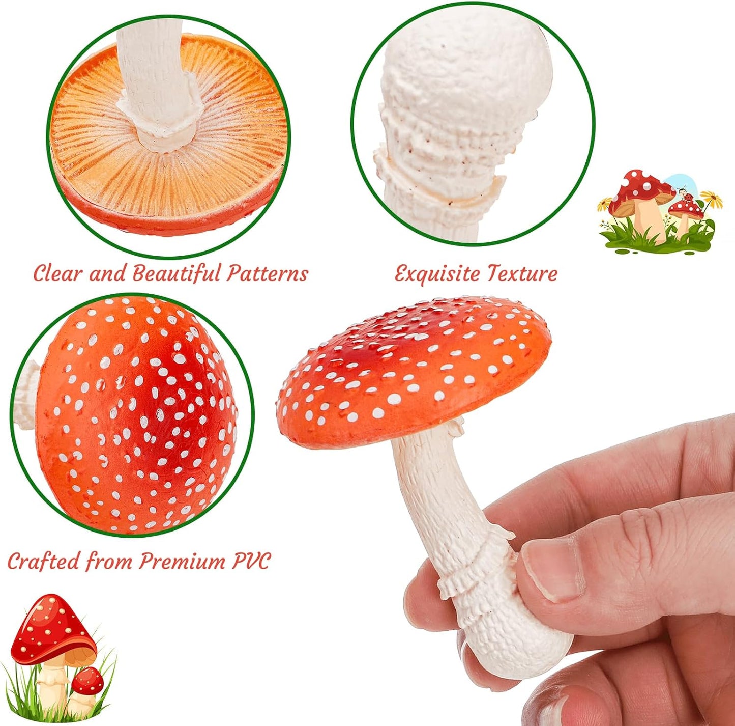 Mini Mushroom Figurines Set / Set of 12