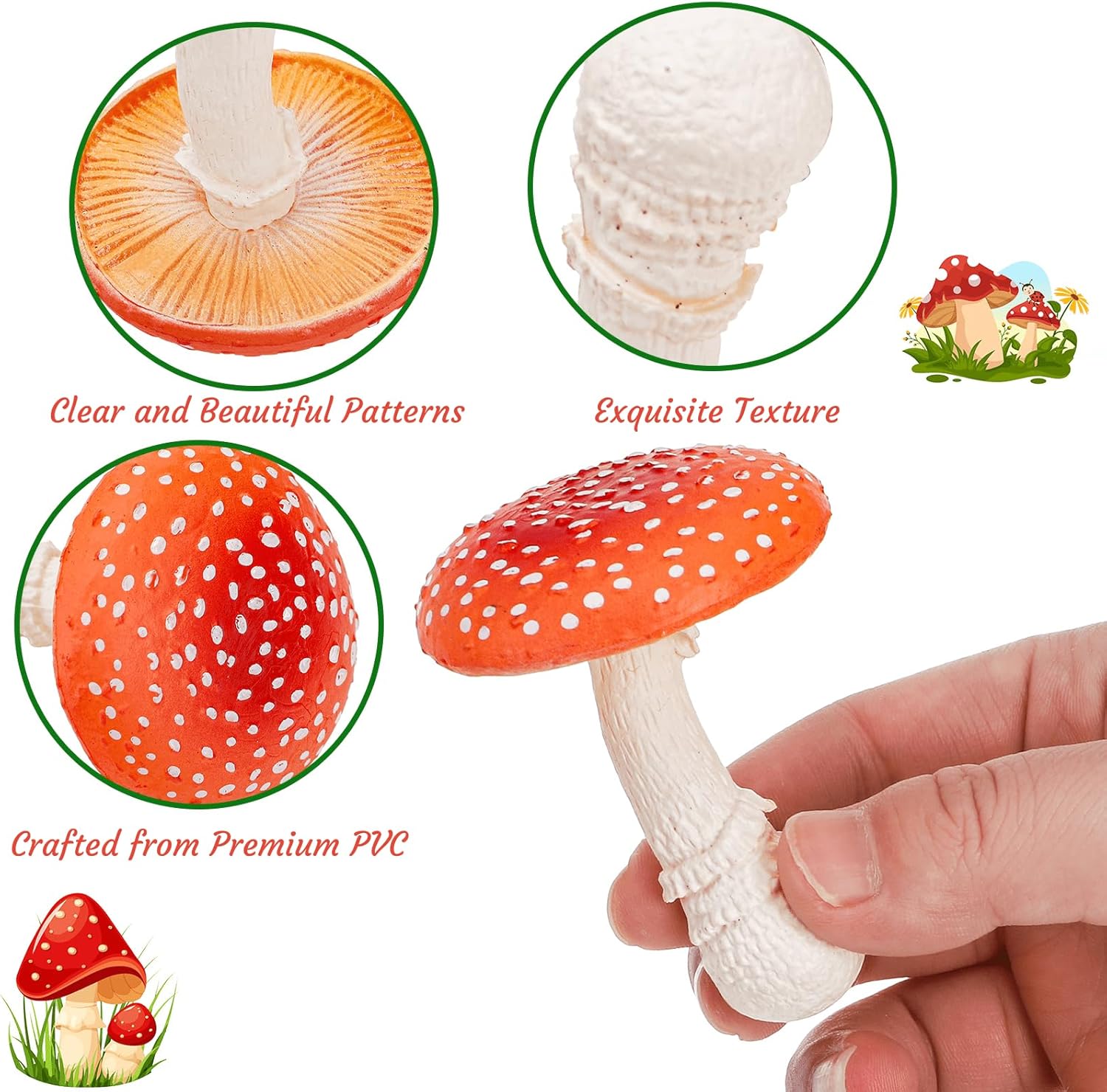 Mini Mushroom Figurines Set / Set of 12