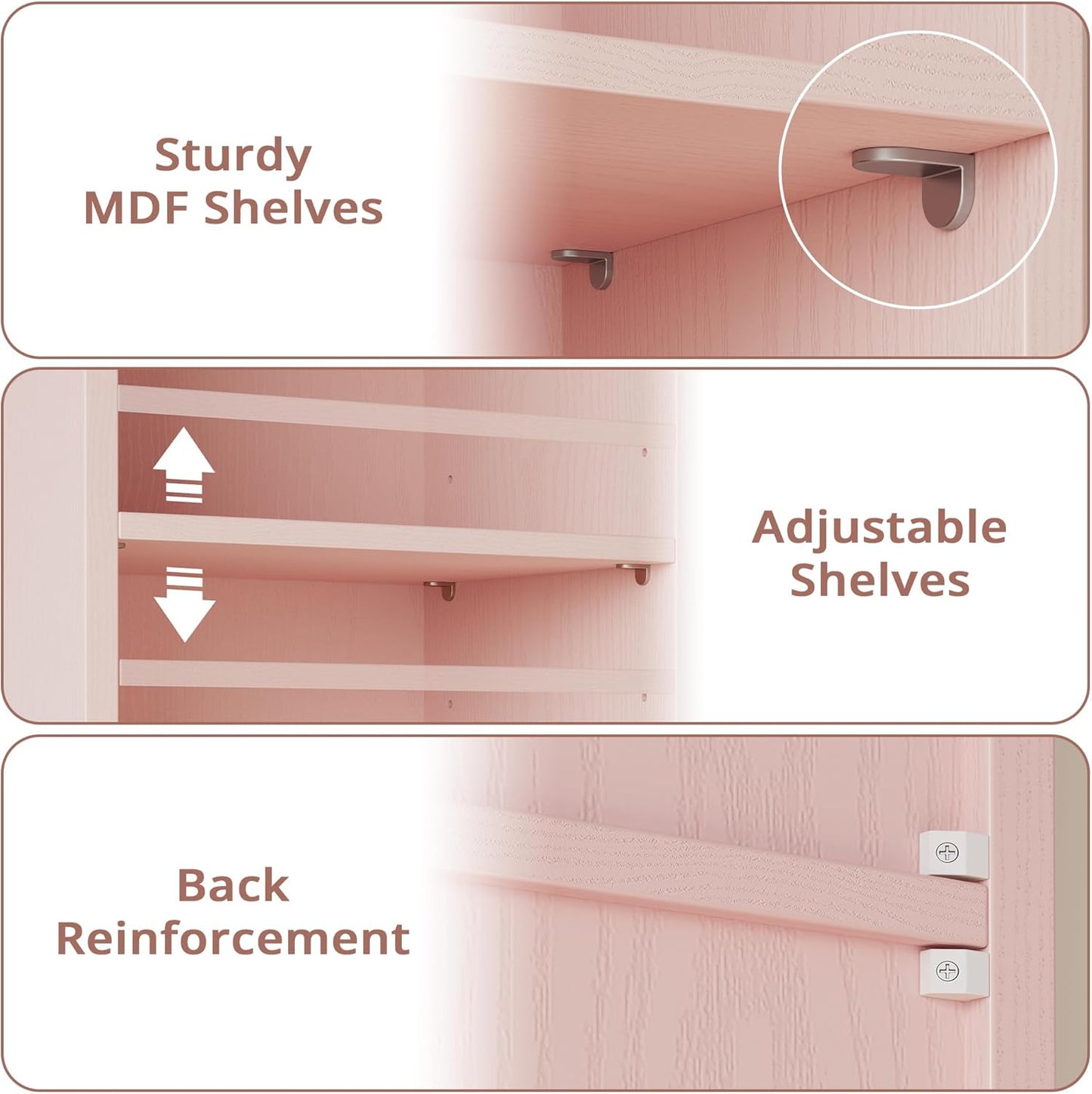 Floor Standing Display Storage Shelves in Tall / Pink / 71 Inch