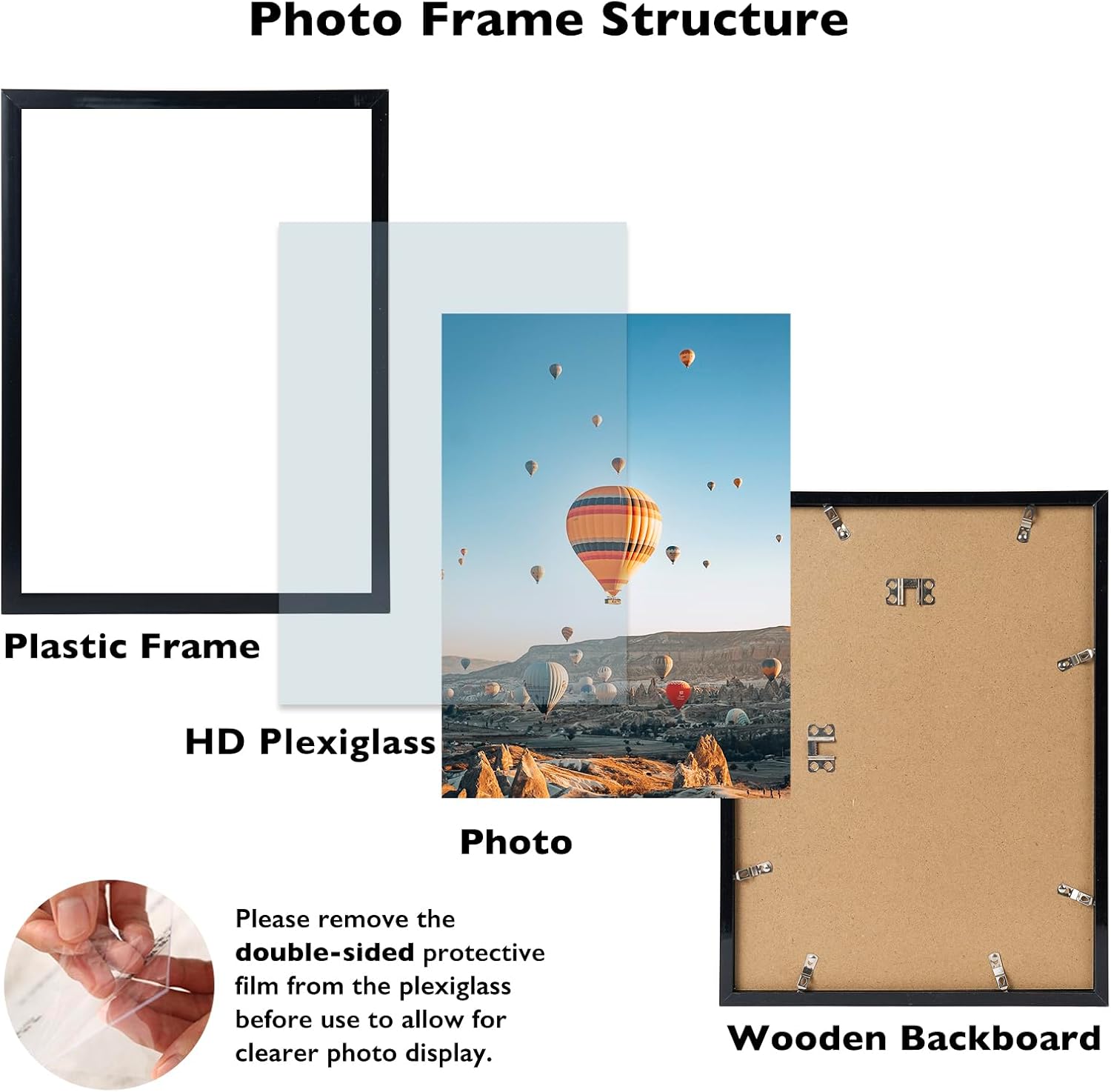 JCJMY 12x17 Black Picture Frame Set of 6, Horizontal and Vertical Formats for Wall Hanging, 12 x 17 Wall Gallery Poster