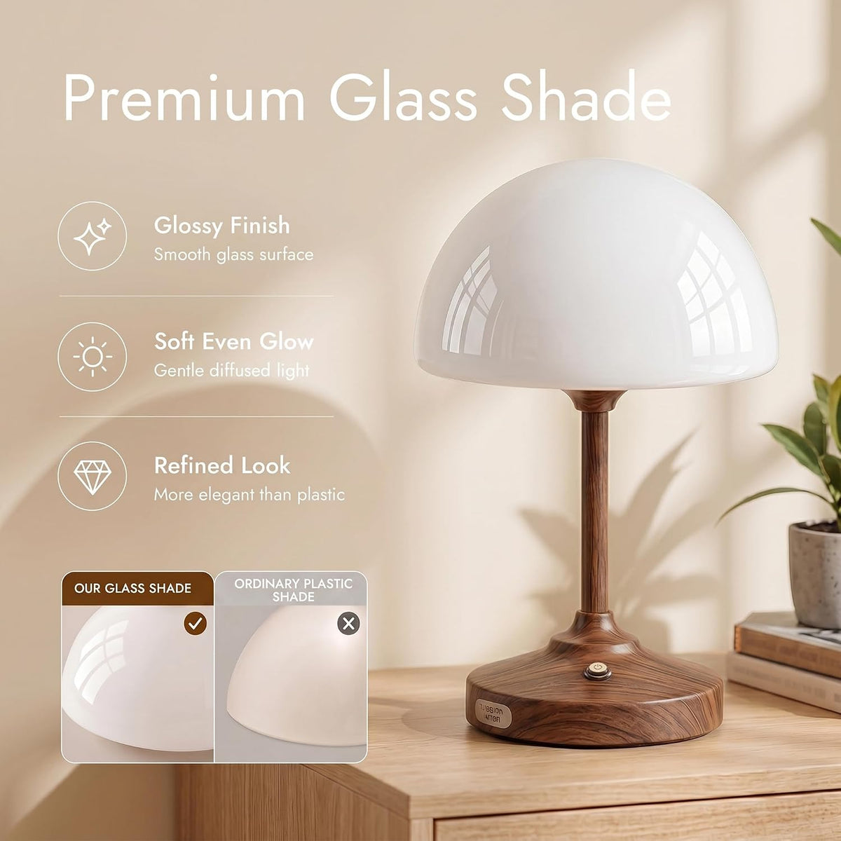 Table Lamp Cordless Lamp,5000mAh Rechargeble Battery Operated Lamp | 11.02" Small Bedside Desk Lamps for Living Room