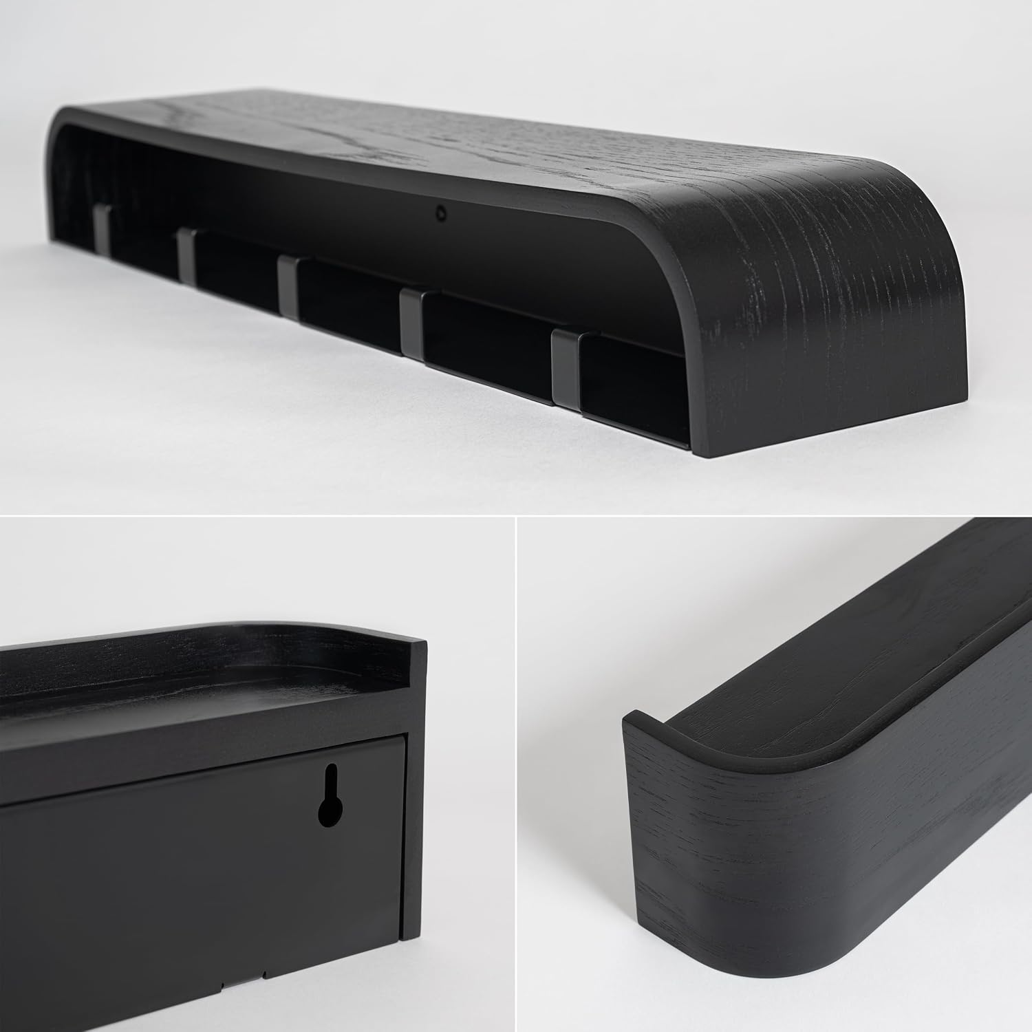 Kazai. Wall-Mounted Coat Rack 'Toke' - Modern Design Coat Rack with Hidden Wall Hooks - Solid Wood Veneer Panel Coat