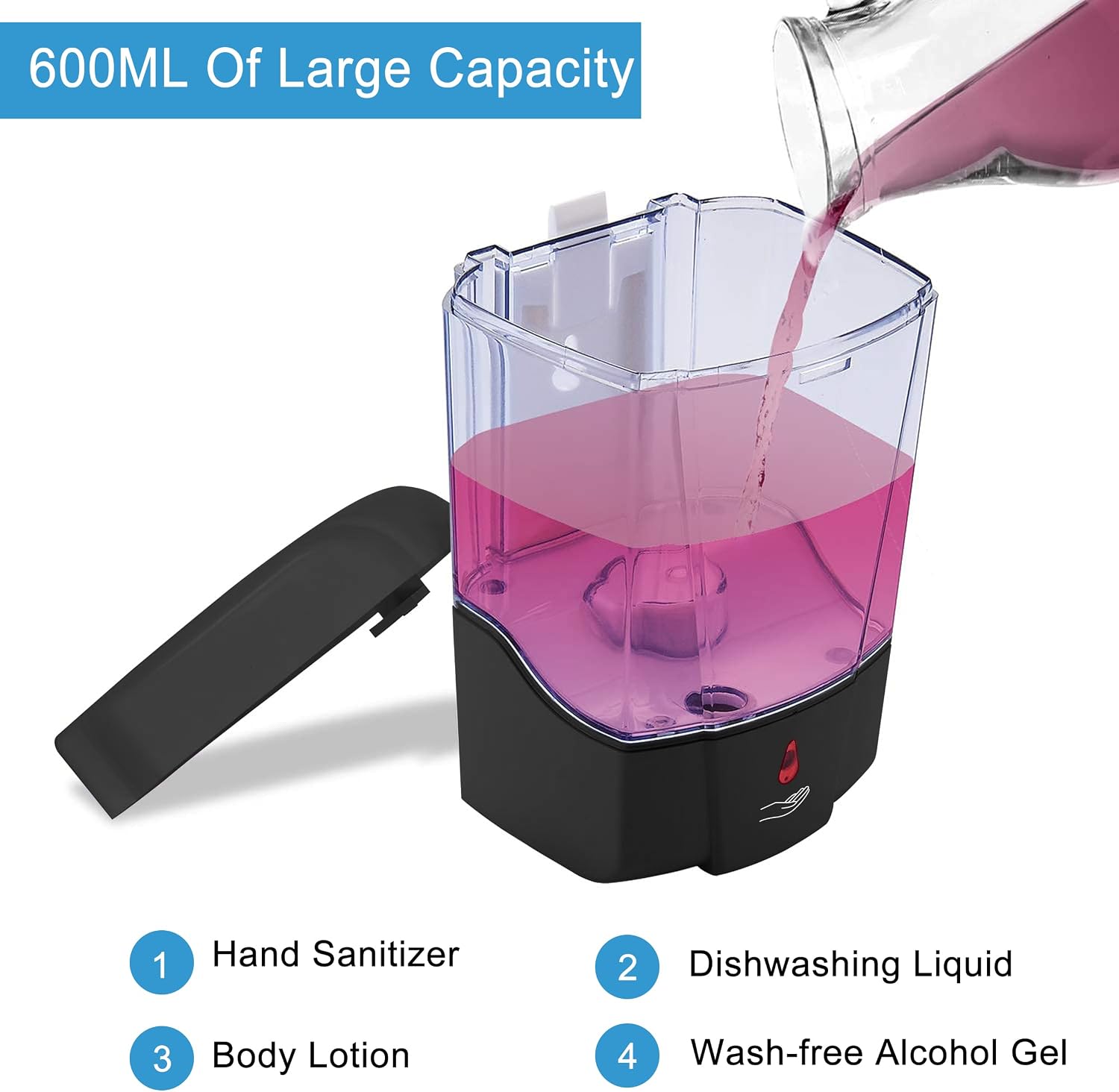 Soap Dispenser Wall Mount Commercial 2 Pack Black Automatic Hand Wash Dispensers 20OZ Suitable Liquid Sanitizer