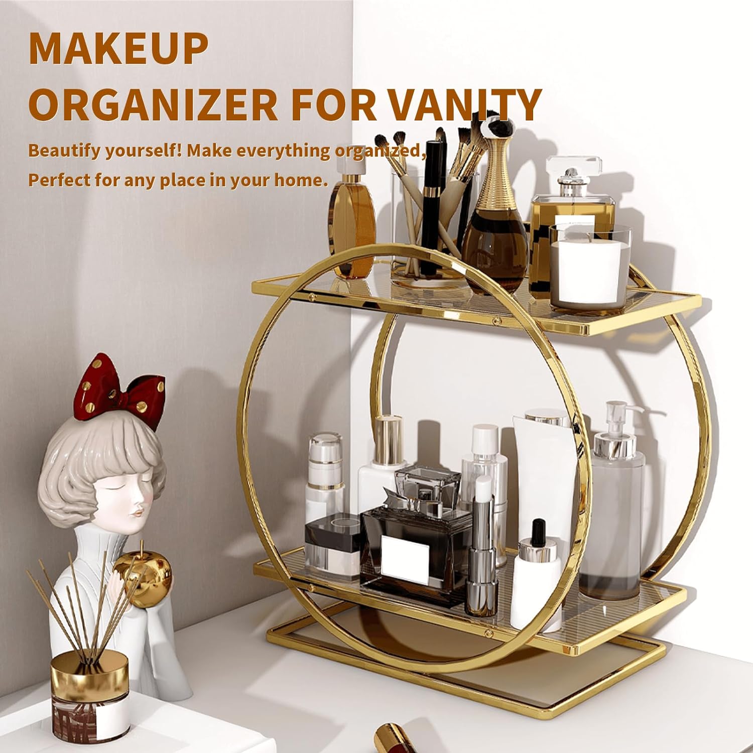 Makeup Organizer for Vanity / Gold