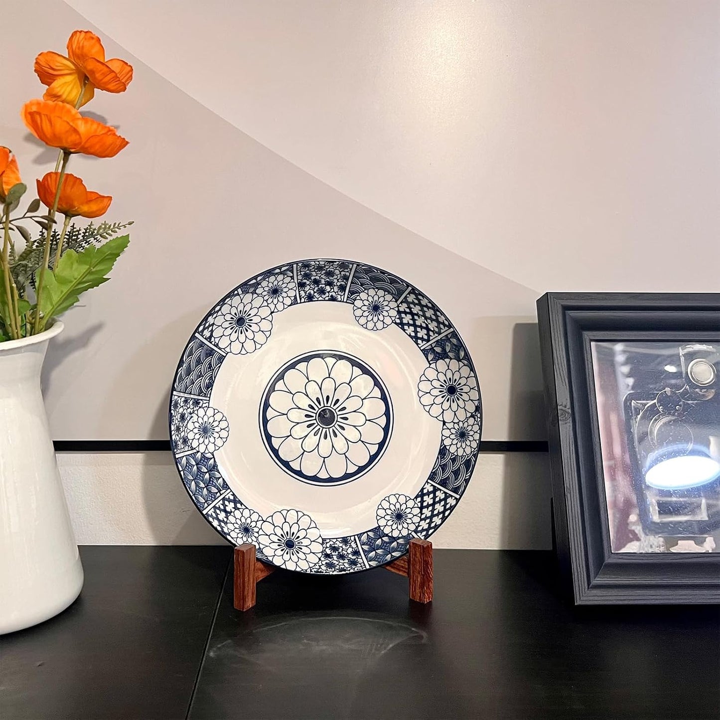 Rustic Solid Wood Tabletop Saucer Rack / 7 INCH