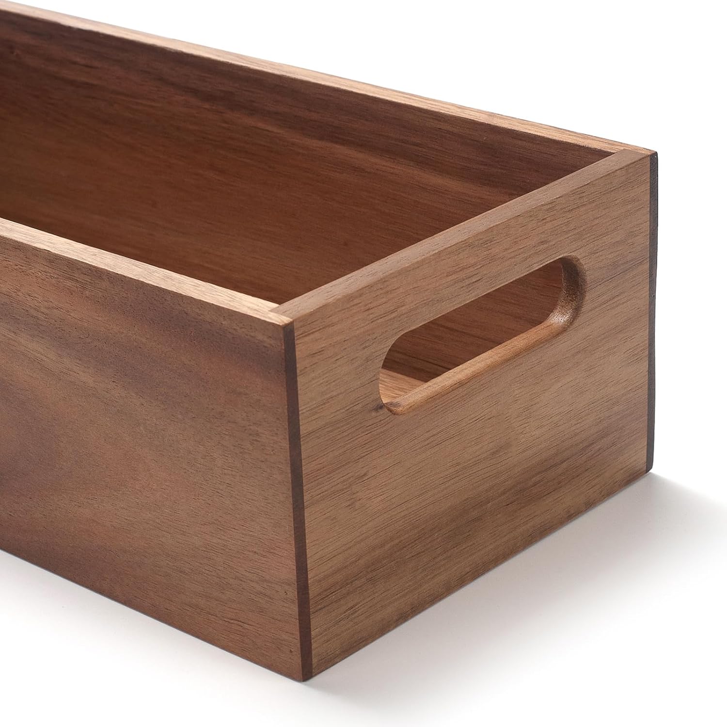 Acacia Wood Bathroom Storage Basket for Organizing / 15 x 6 x 4
