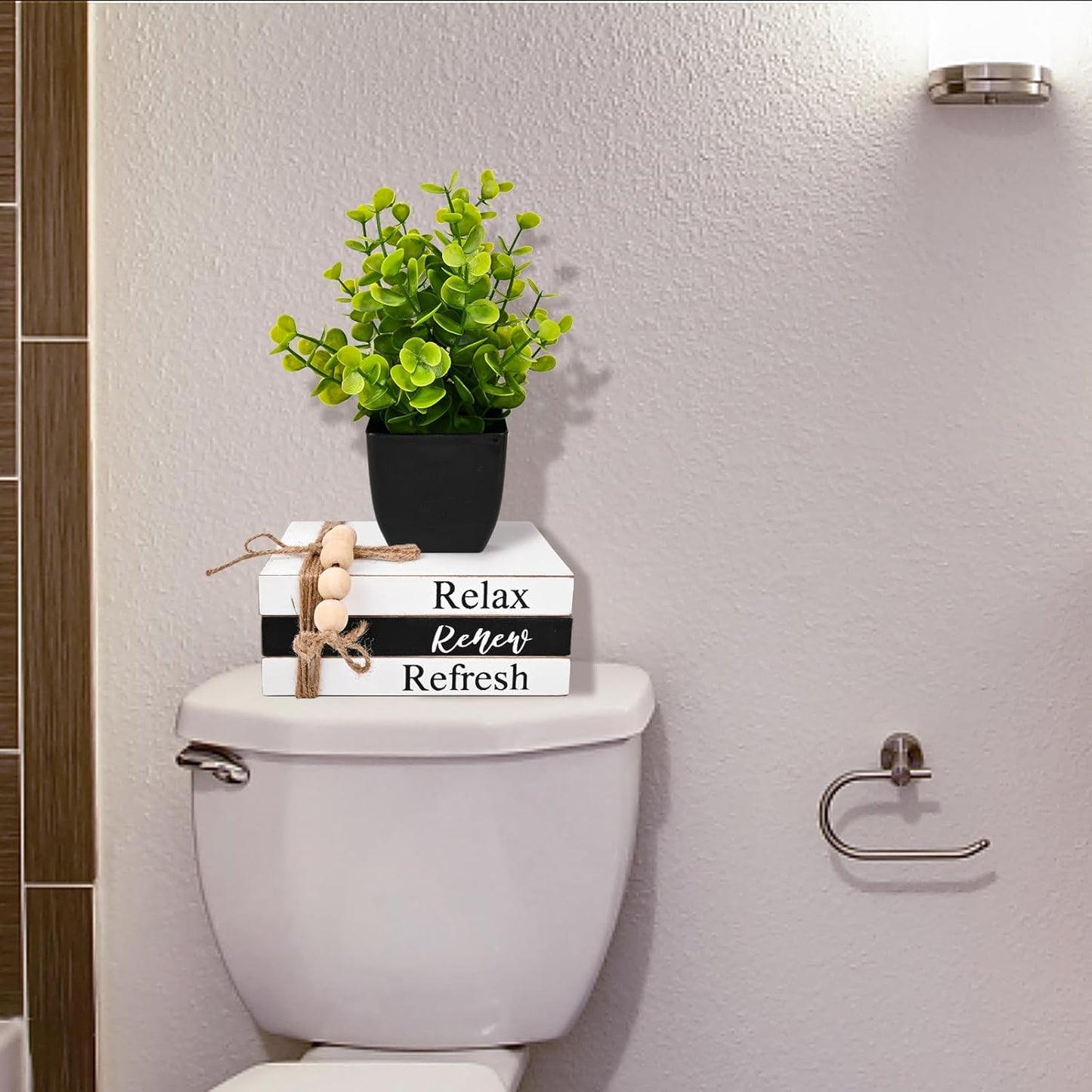 3D Round Shiplap Signs and Book Stack / Modern Book Stack