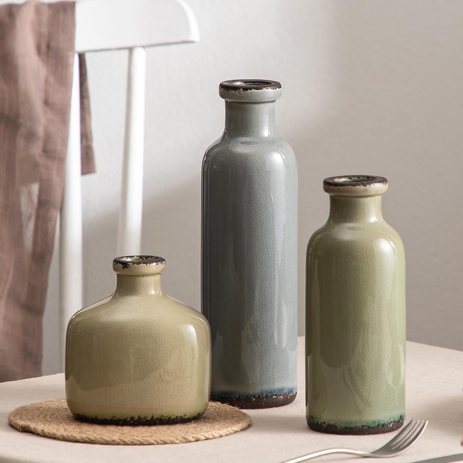 Ceramic Small Vase for Centerpieces / 202-1 / Set of 3