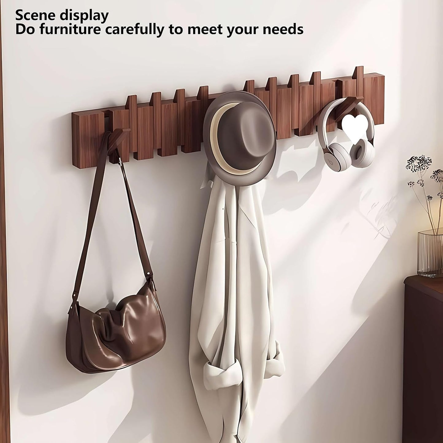 Paint Wood Wall Mounted Coat RackHooks Piano Key Hangers Natural Solid Wood Hanger Non-Woven Fabric Clothes Hangers for