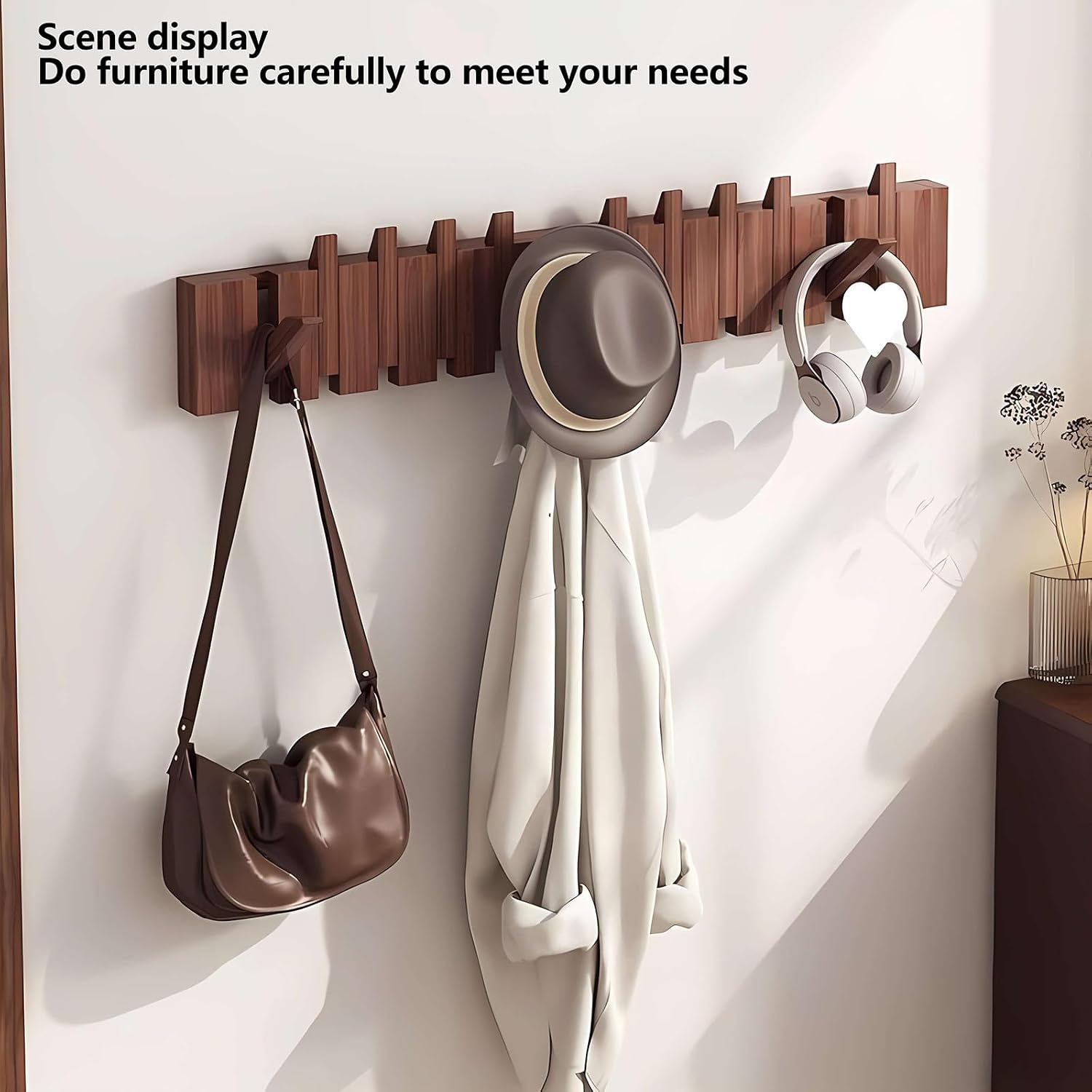 Paint Wood Wall Mounted Coat RackHooks Piano Key Hangers Natural Solid Wood Hanger Non-Woven Fabric Clothes Hangers for