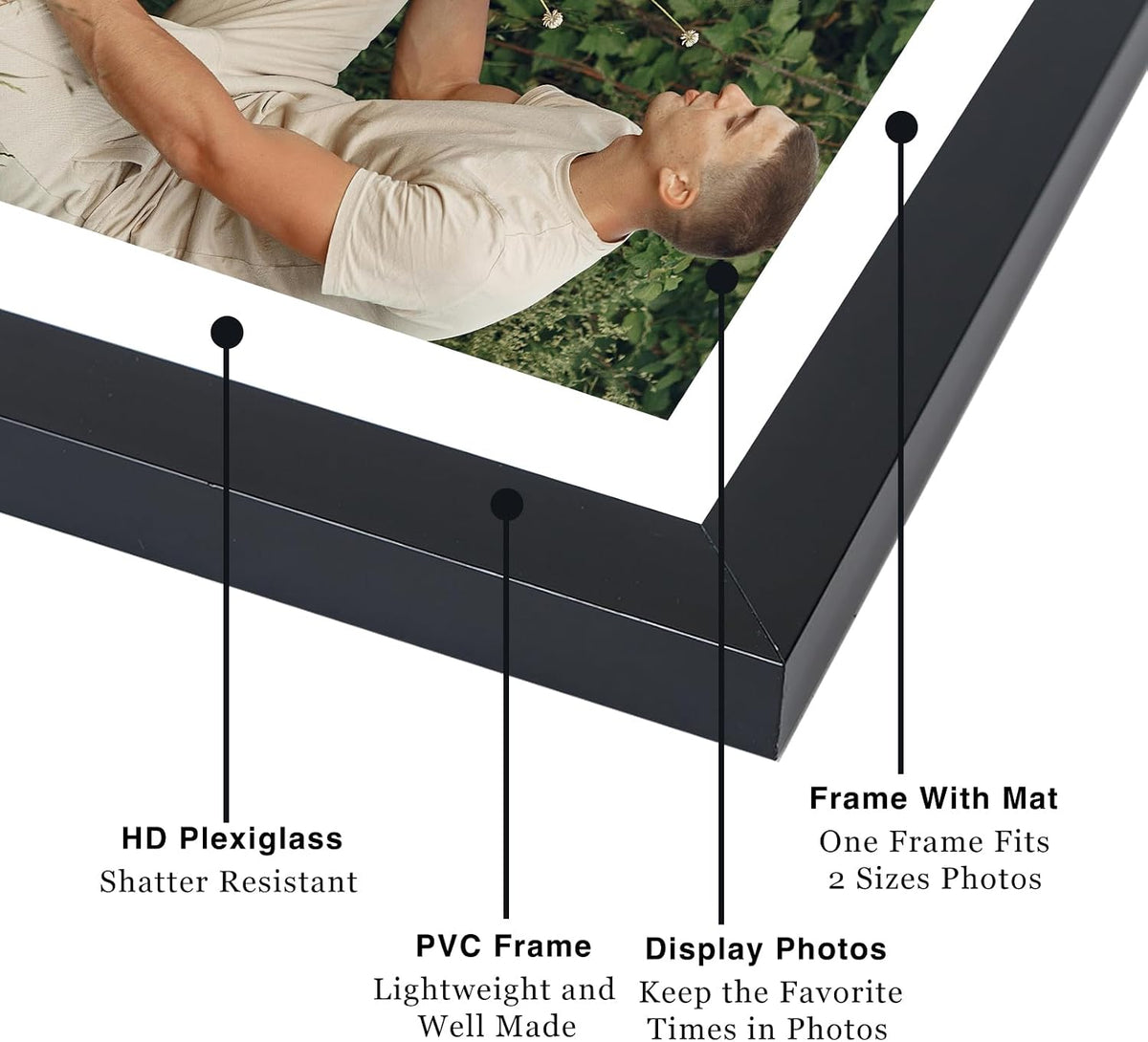 JCJMY 12 Pack 12x12 Picture Frame with 8x8 Mat, Display 8x8 with Mat or 12x12 Without Mat, 12 by 12 Frames Bulk Set of