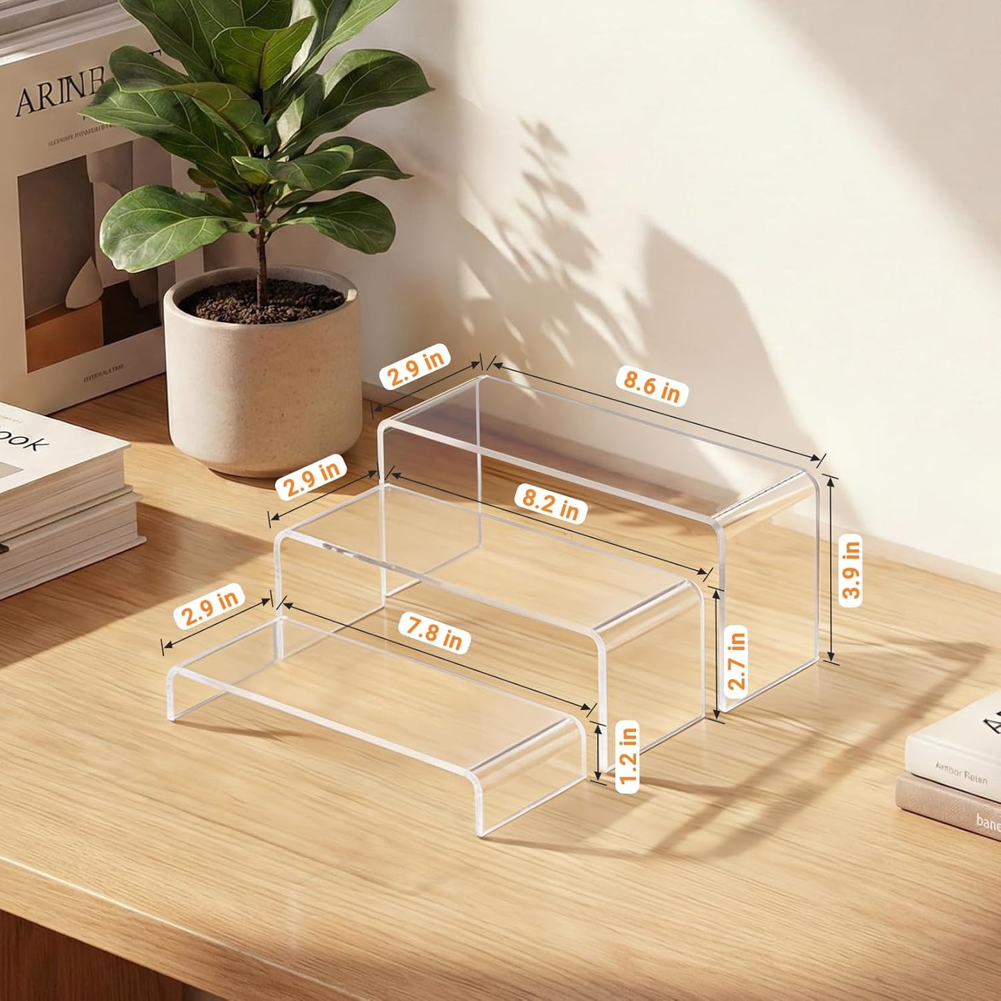 Display Stand Shelf for Figure / Clear / Set of 6