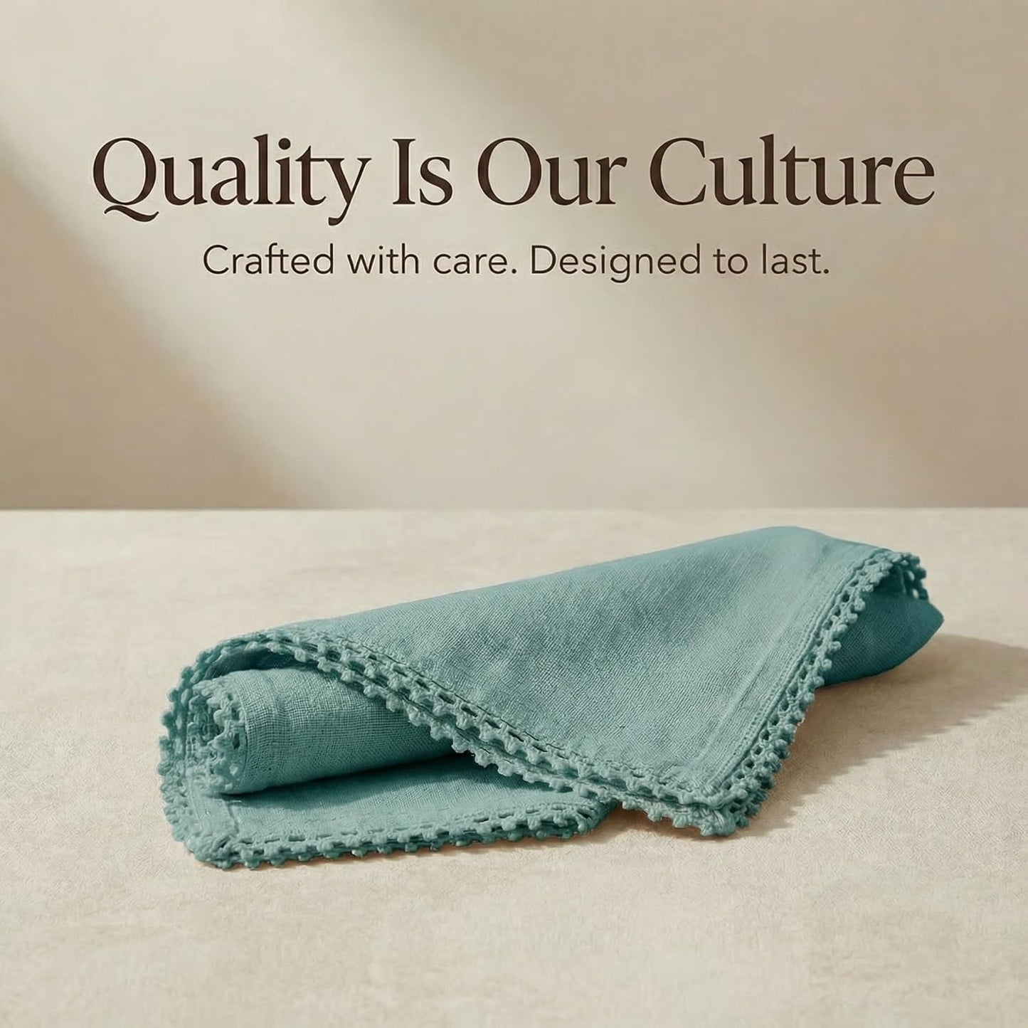ACCENTHOME Teal Set of 12 18x18 inch Cotton Linen Dinner Napkins - Washable Soft Premium Hotel Quality Reusable Napkins