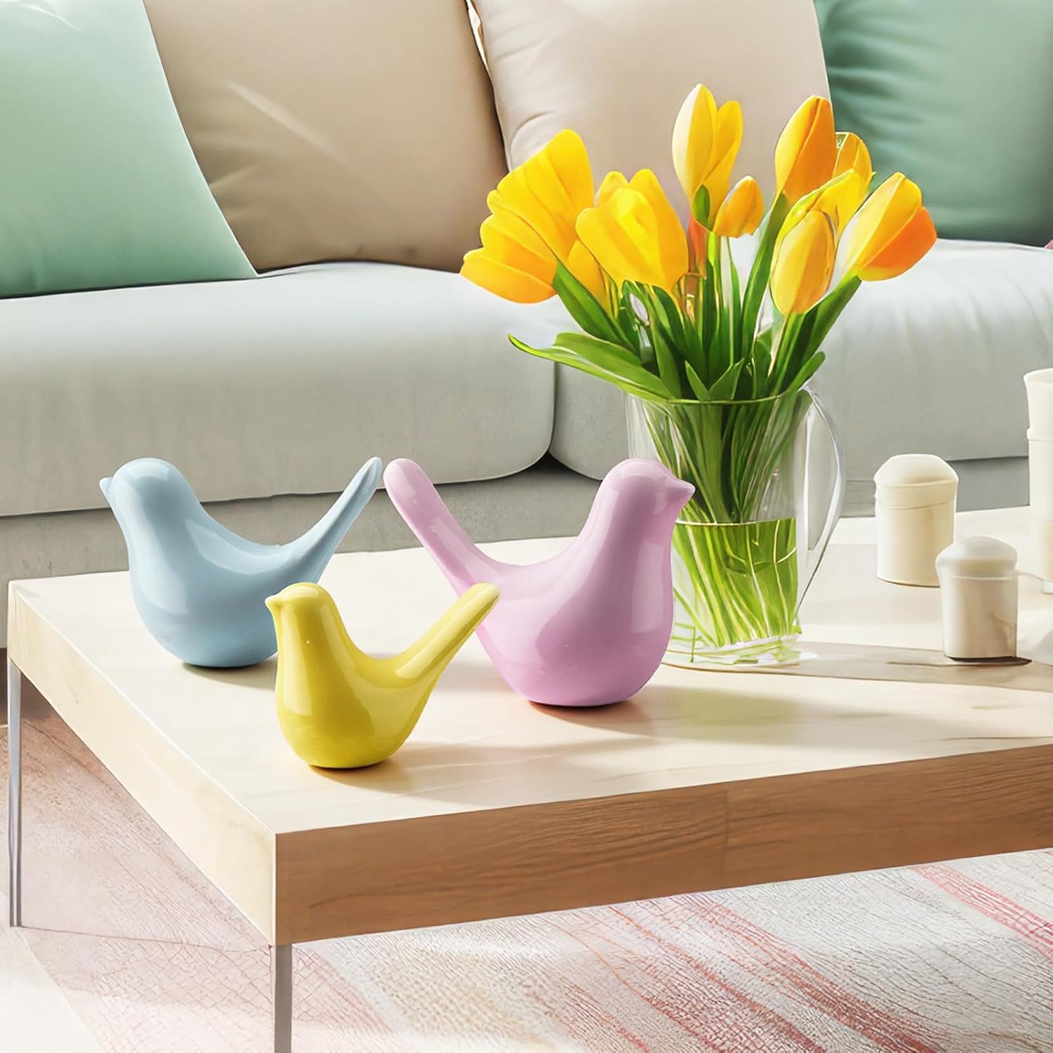 Pastel Decor Bird Figurine Statues / Cute Style / Set of 3