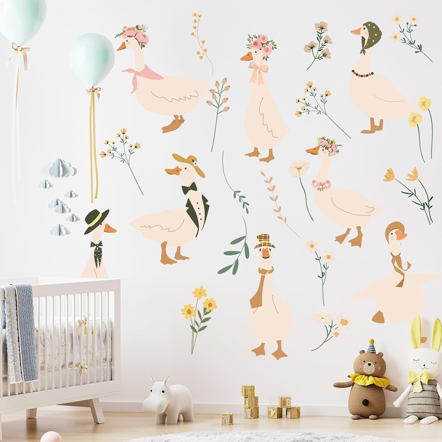 Goose Wall Stickers Watercolor Geese Wall Decals Goose Birthday Decorations Peel and Stick / Boho