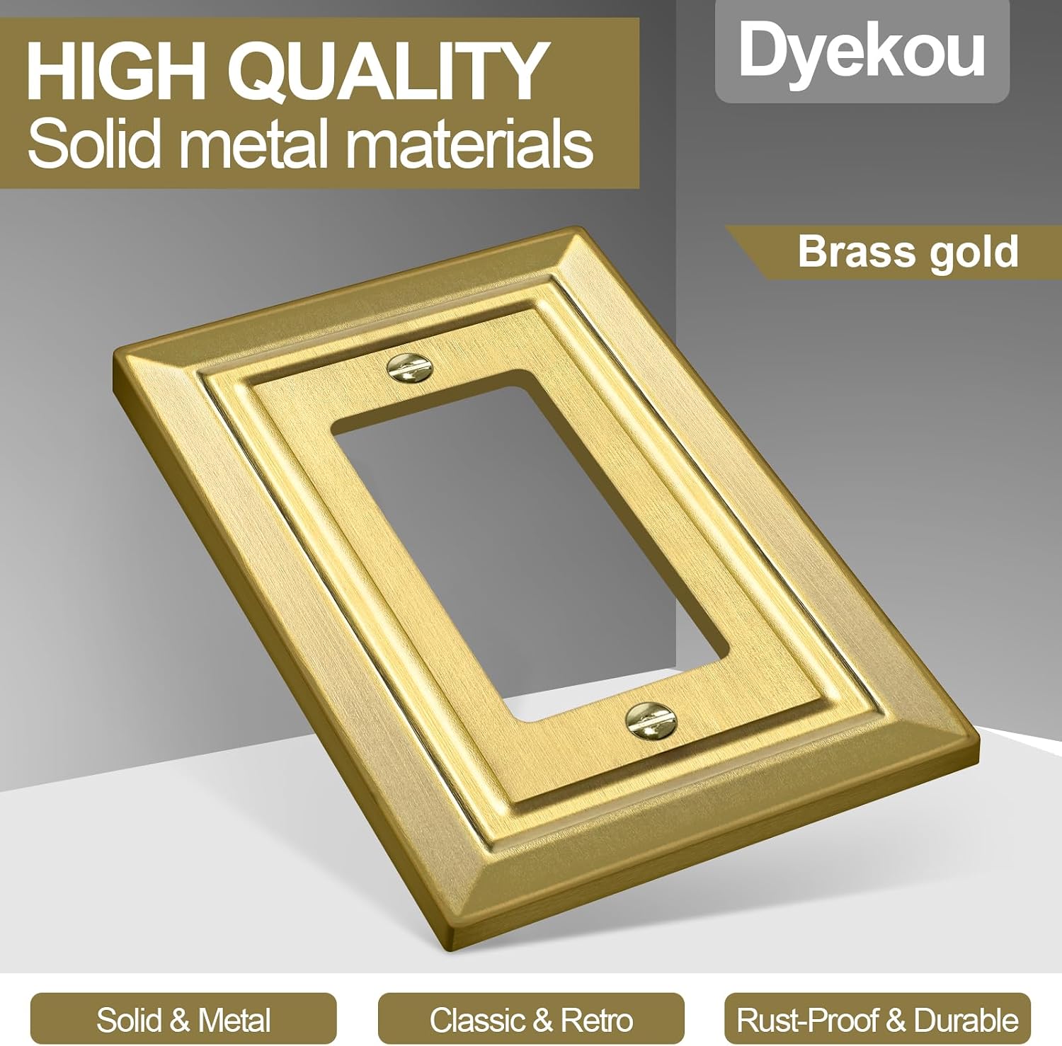 Metal Wall Plate for Electrical Outlets, Applicable to Single Decoretor | Decorative Brass Gold Switch Plates Outlet