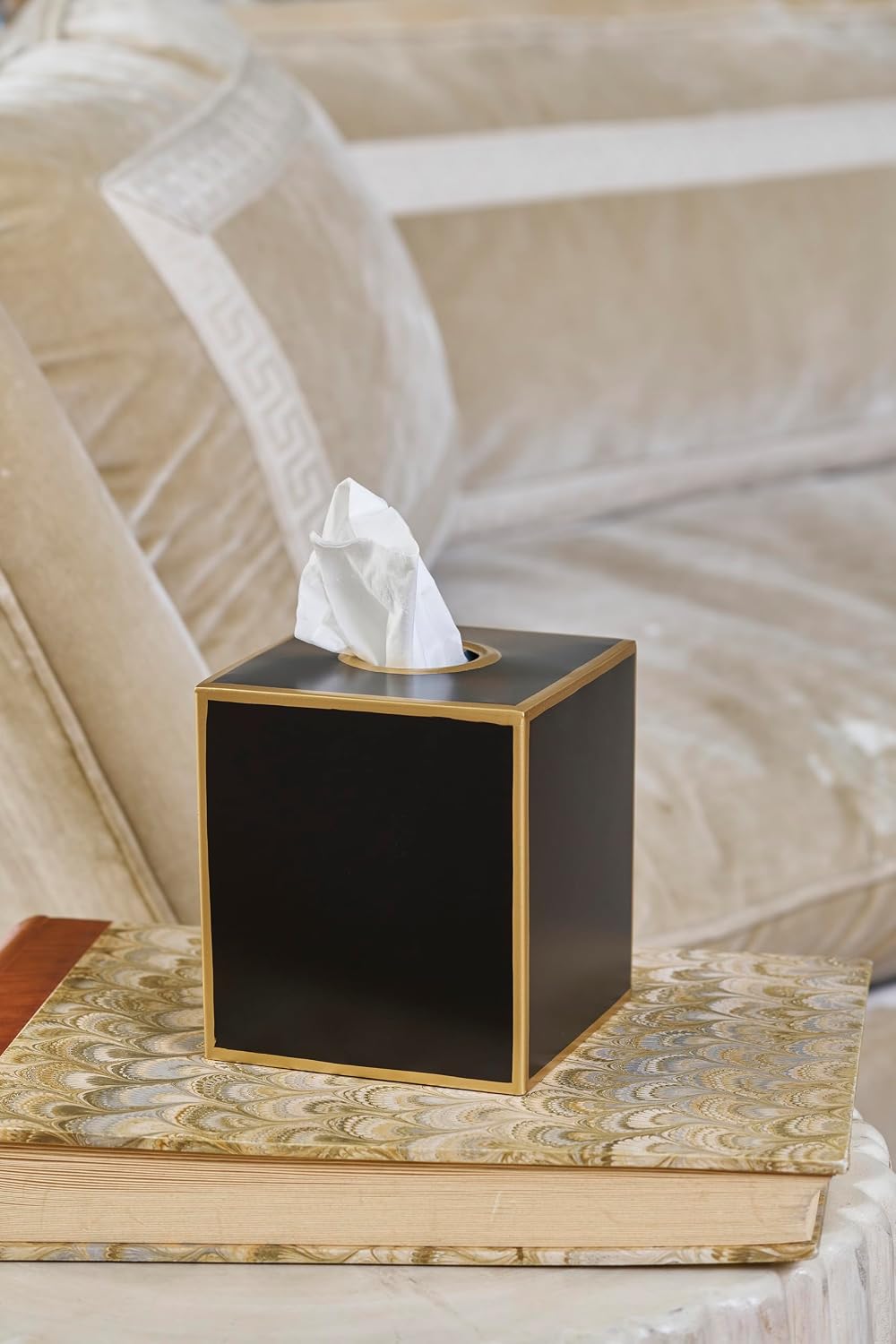 Metal Modern Tissue Box Cover Farmhouse Decor / Black