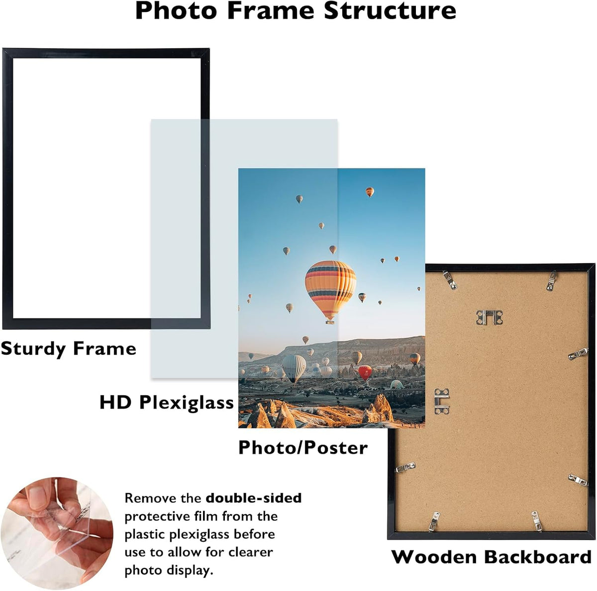JCJMY 14x17 Picture Frame Set of 4 Black for Wall Hanging, Wall Mounting Horizontally or Vertically, 14 x 17 Wall
