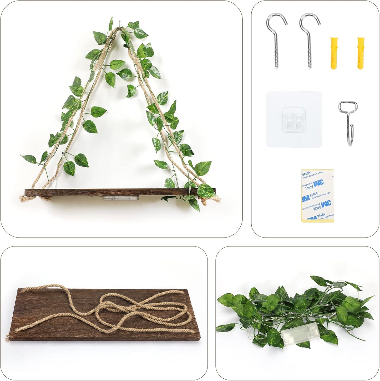 Floating Shelves / Plant Wall Decor / Green Leaf