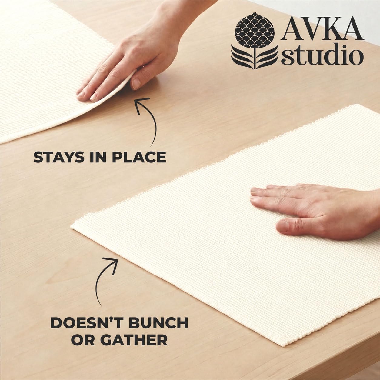 100% Cotton Ribbed Placemats - Set of 8-13 x 19 Inches - Off White - Everyday Cloth Table Mats - Thick Construction