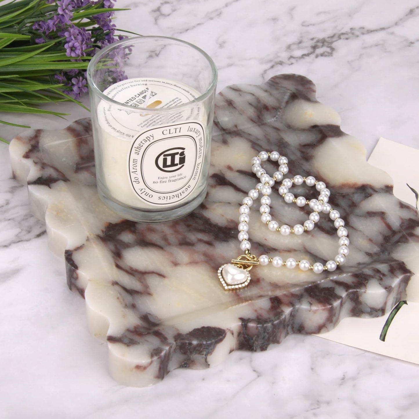 Square Marble Decorative Tray / Calacatta Viola / 8 x 8 x 0.8 / Natural