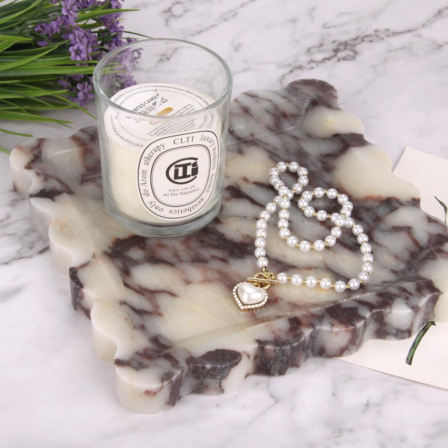 Square Marble Decorative Tray / Calacatta Viola / 8 x 8 x 0.8 / Natural