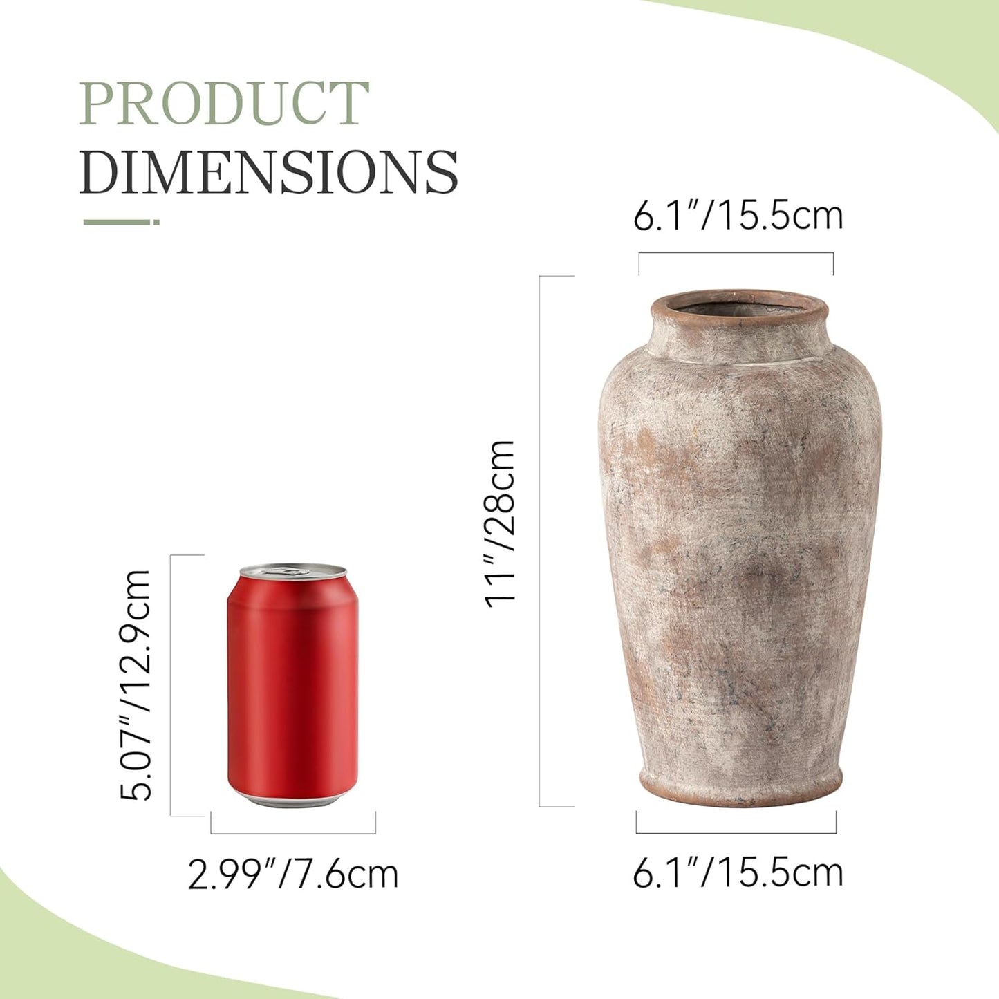 Ceramic Rustic Vase / 11"h - Rustic