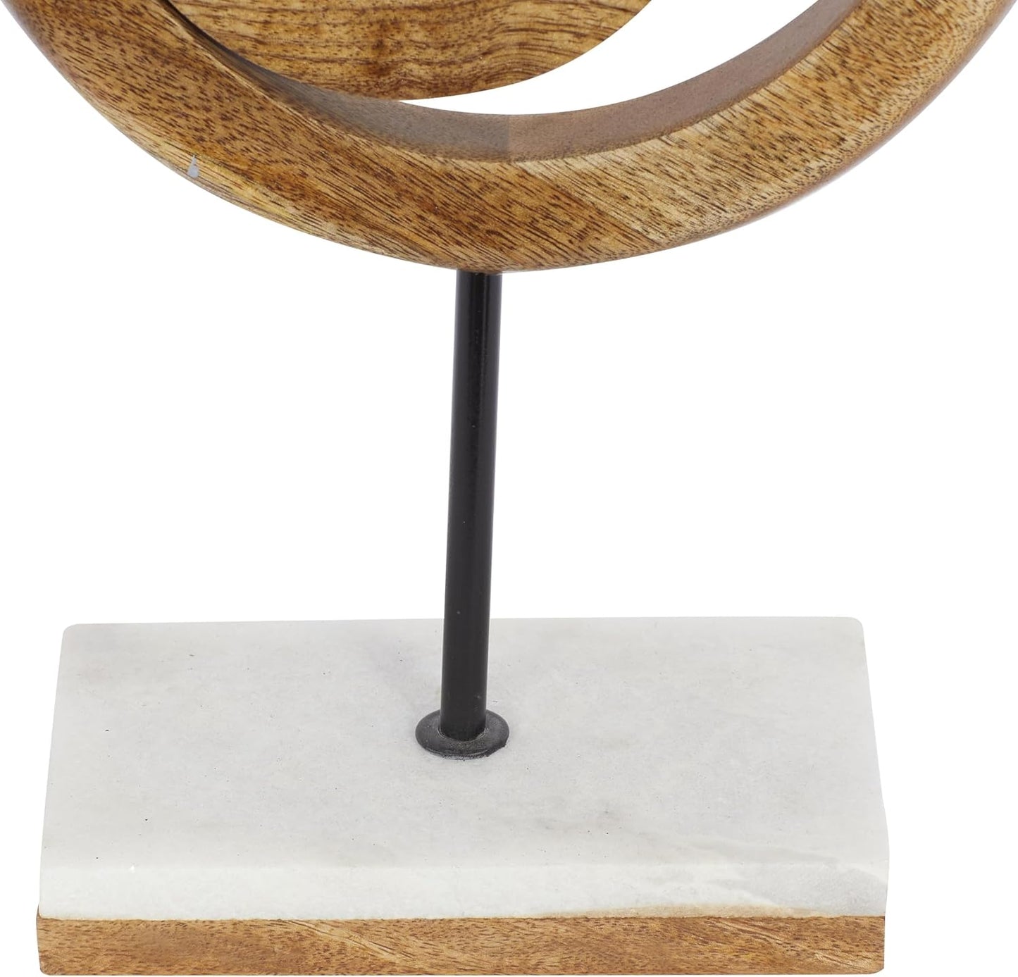 Mango Wood Geometric Decorative Sculpture Circle Home Decor Statue / 9 x 4 x 13
