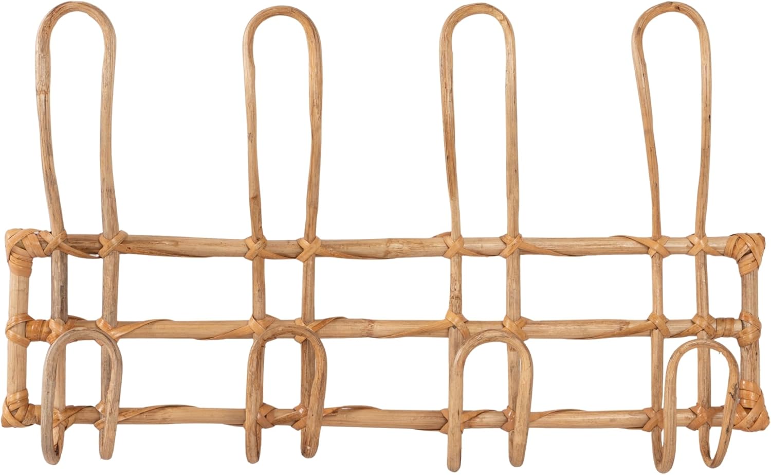4 Hooks / Rattan Wall Hanger / Beige