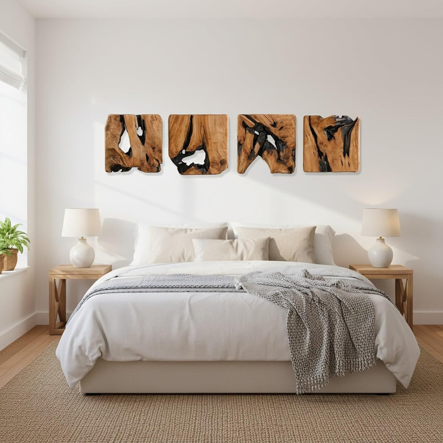 Rustic Abstract Wall Decor / Set of 4