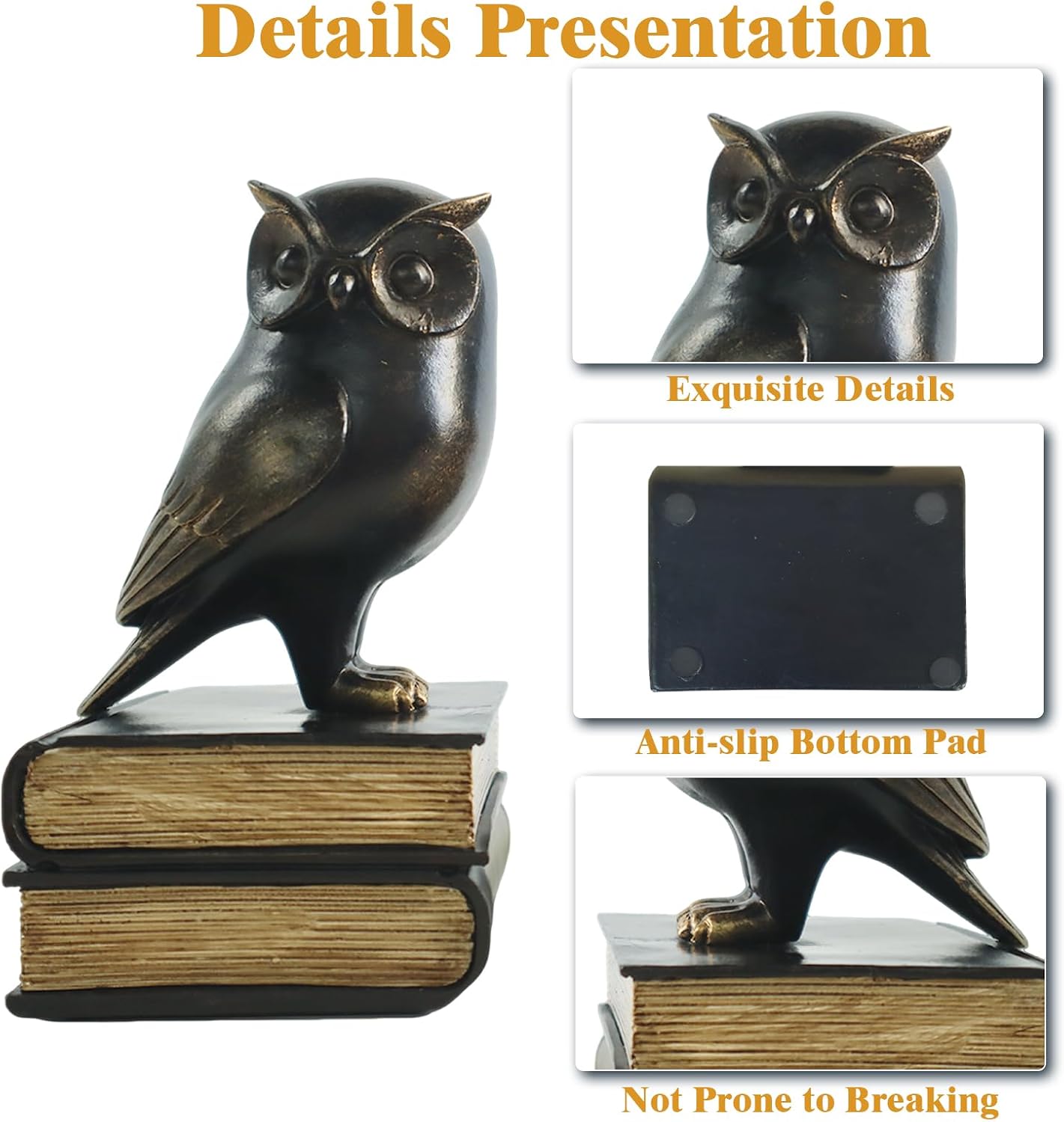 Book Ends / Retro Owl Decorative Bookends / Black