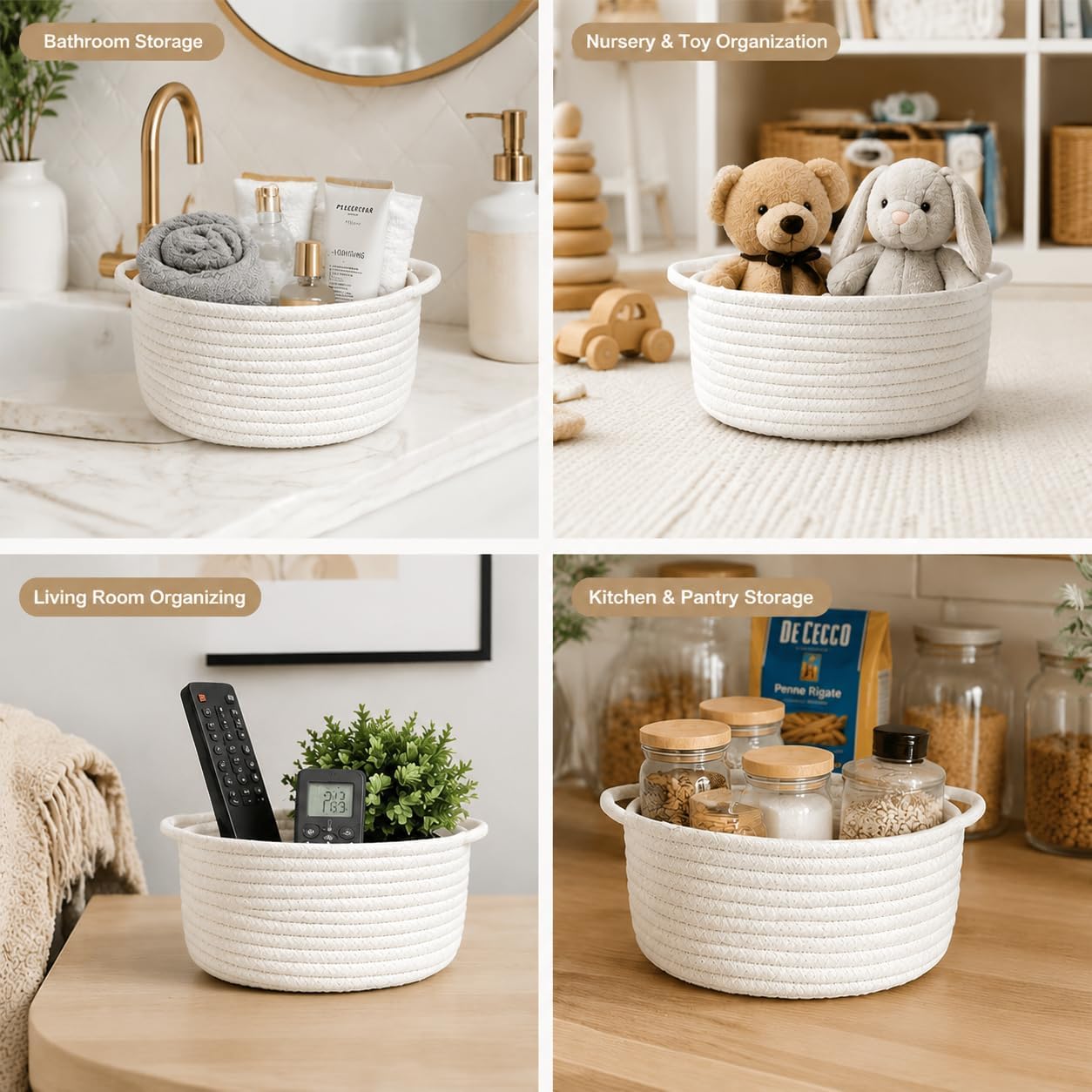 Small Woven Baskets / White / Set of 3