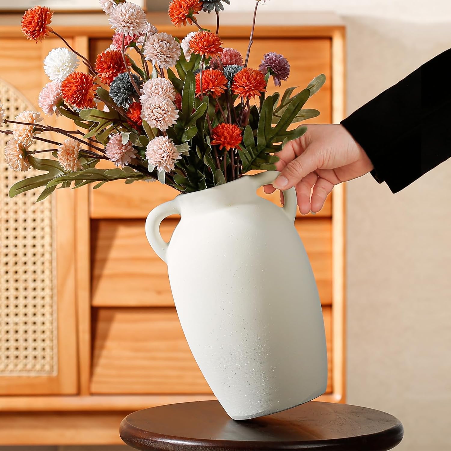 Ceramic Vase-Boho Decorative Vase / White