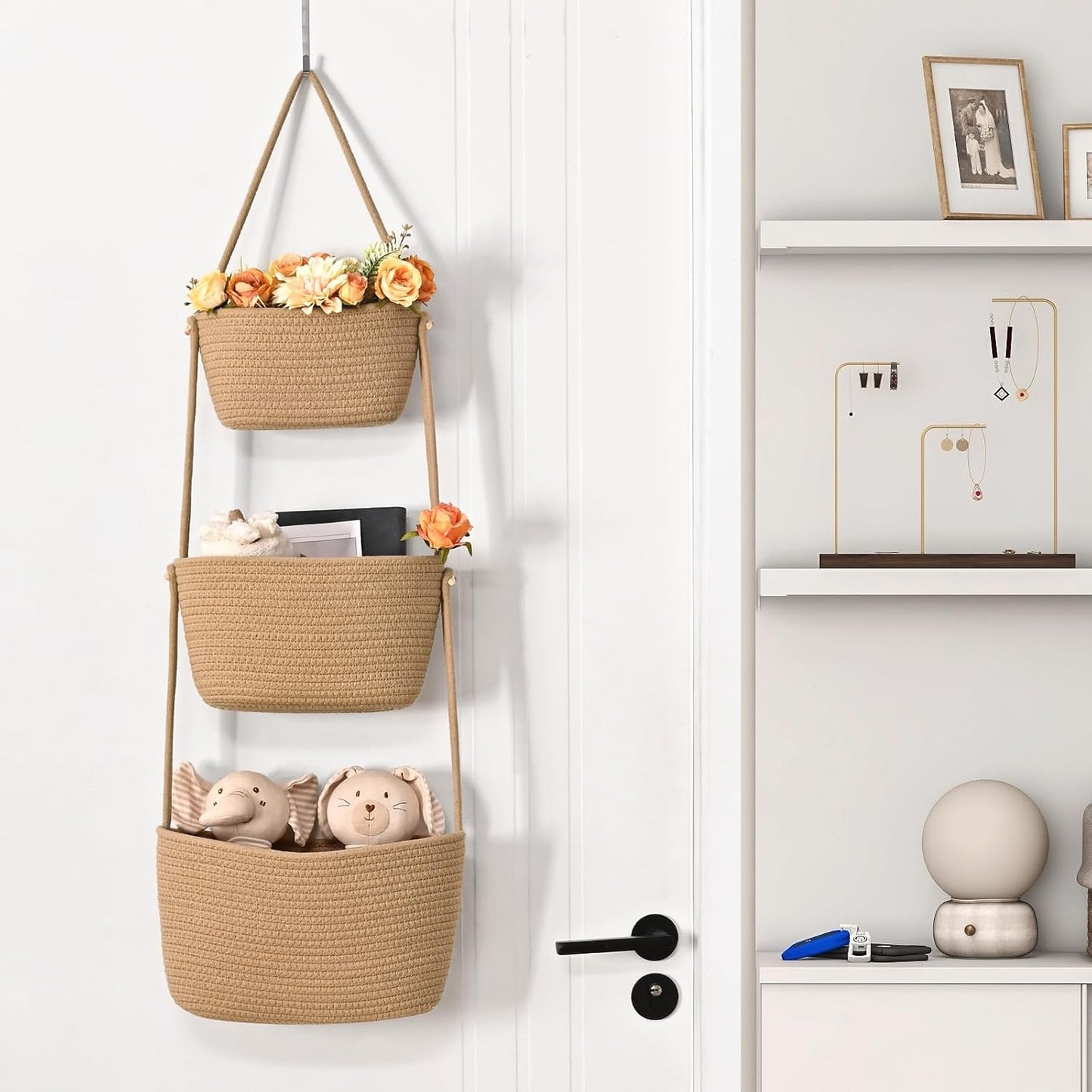 3-Tier Woven Wall Basket / Classic / Jute