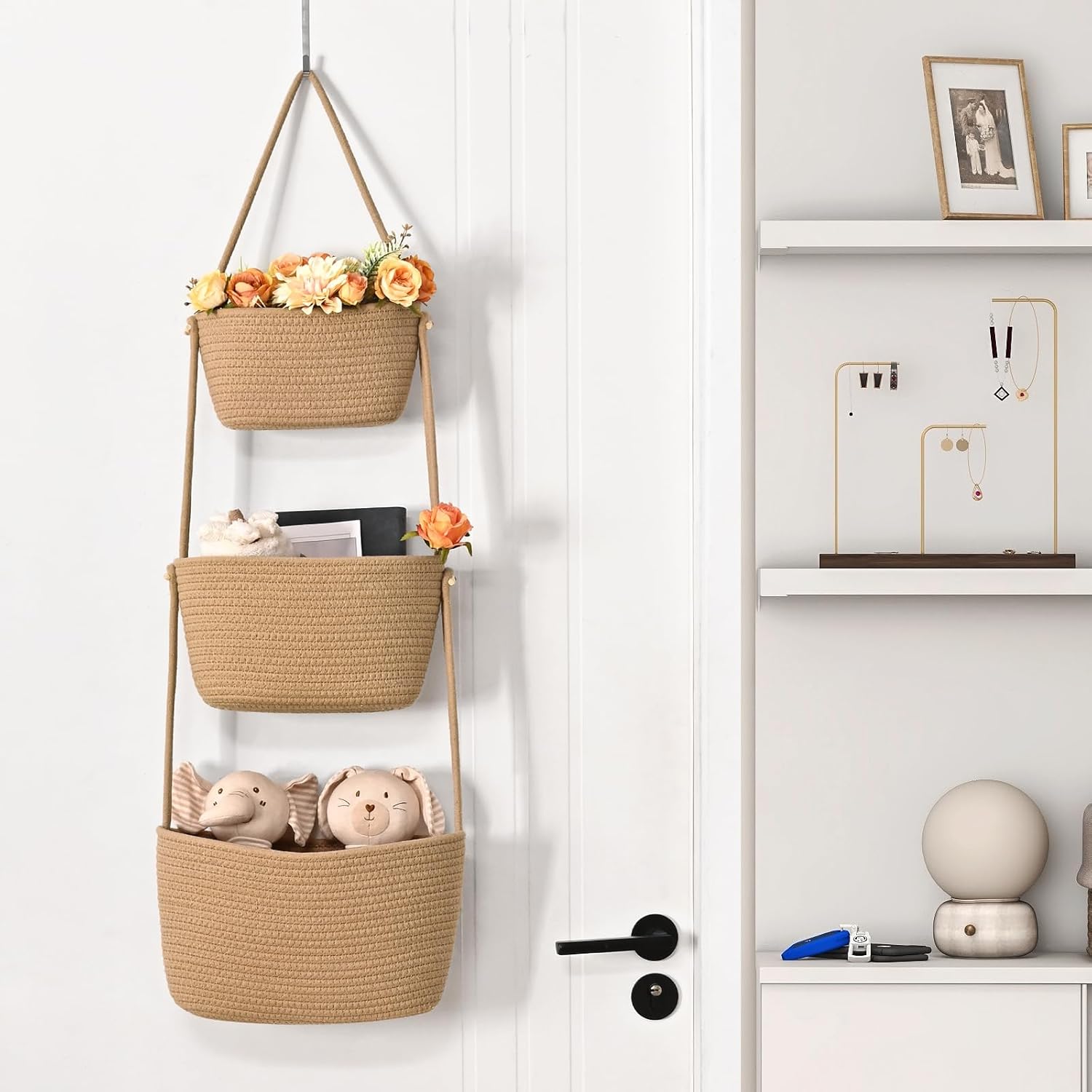3-Tier Woven Wall Basket / Classic / Jute