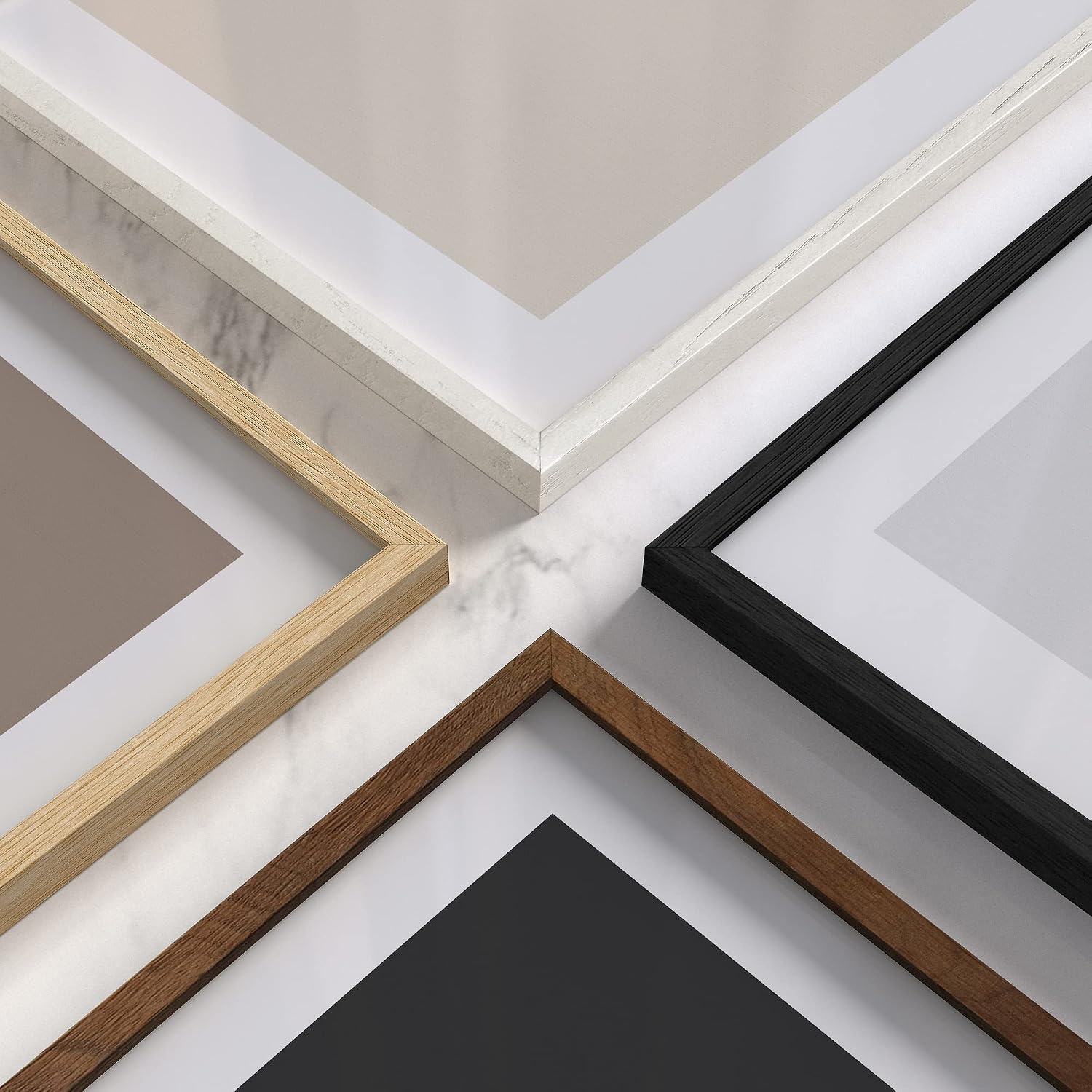 HAUS AND HUES Standalone Walnut Oak Frame Set of 3-18x24