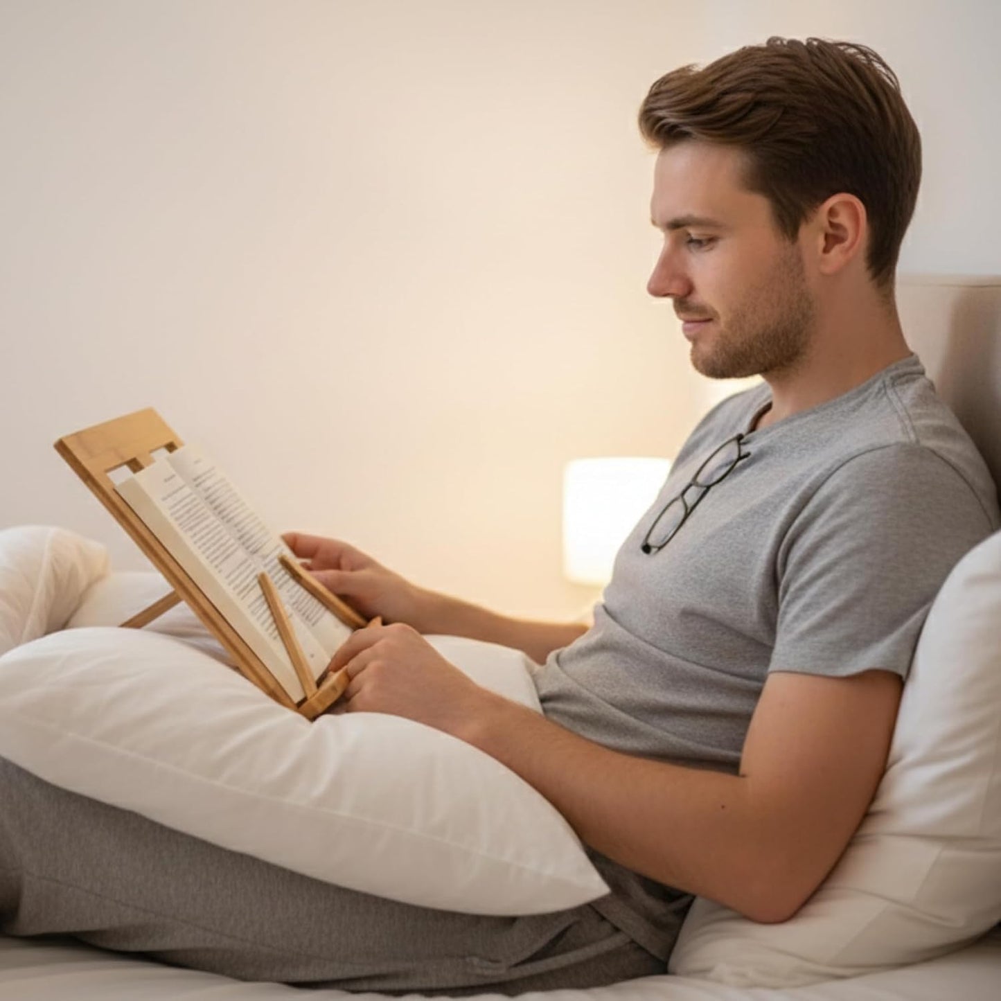 Bamboo Book Stand for Reading Hands Free