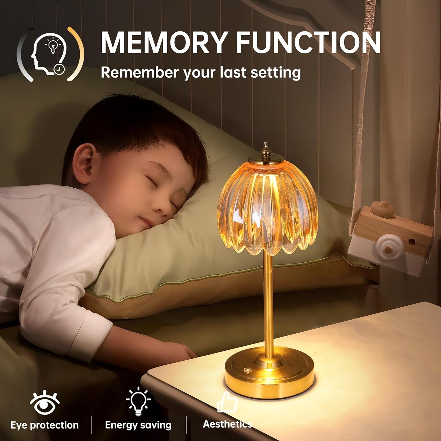 Shenmoyl Set of 2 Tulip Table Lamp with 5000mAh Battery & Touch Control, Cordless Table Lamp with 3 Colors, Dimmable