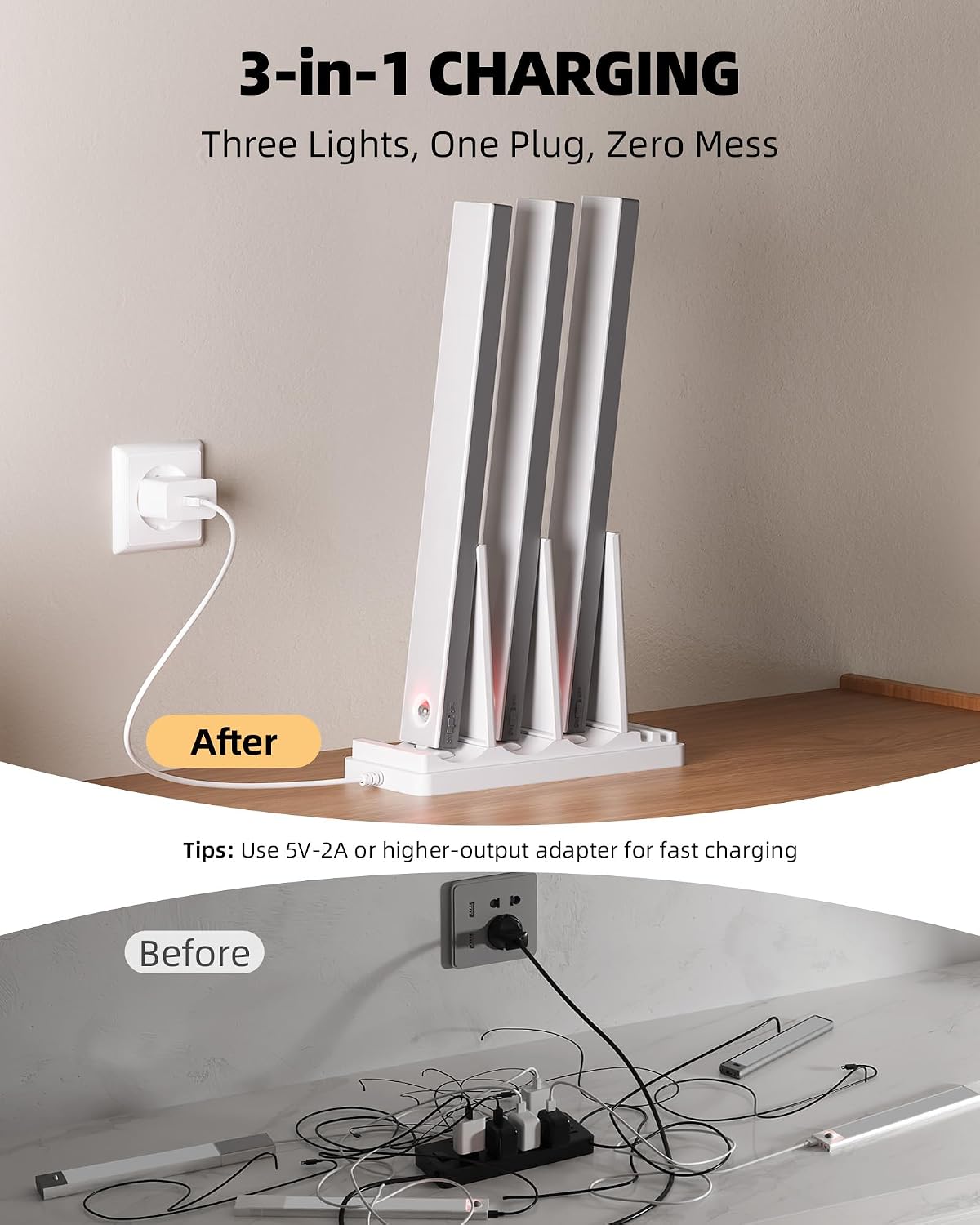 EZVALO 6-Pack 13 Inch Under Cabinet Lighting with 2 Charging Stations, Rechargeable Wireless Motion Sensor Lights